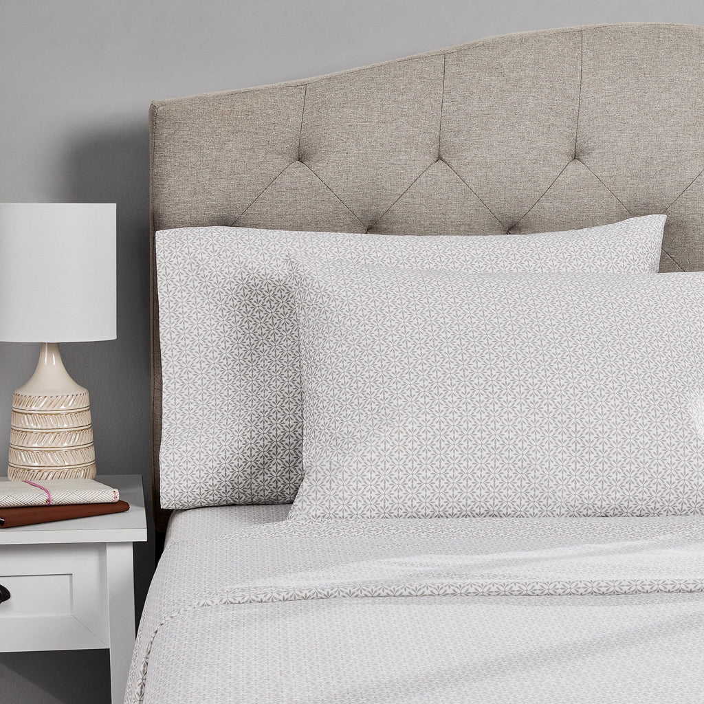 Breathable Luxury 3-Piece 300 Thread Count Grey Flake Cotton Blend Bed Sheet Set, Twin XL - Cooling Hotel Quality Bedding Sheets and Pillowcases Detail