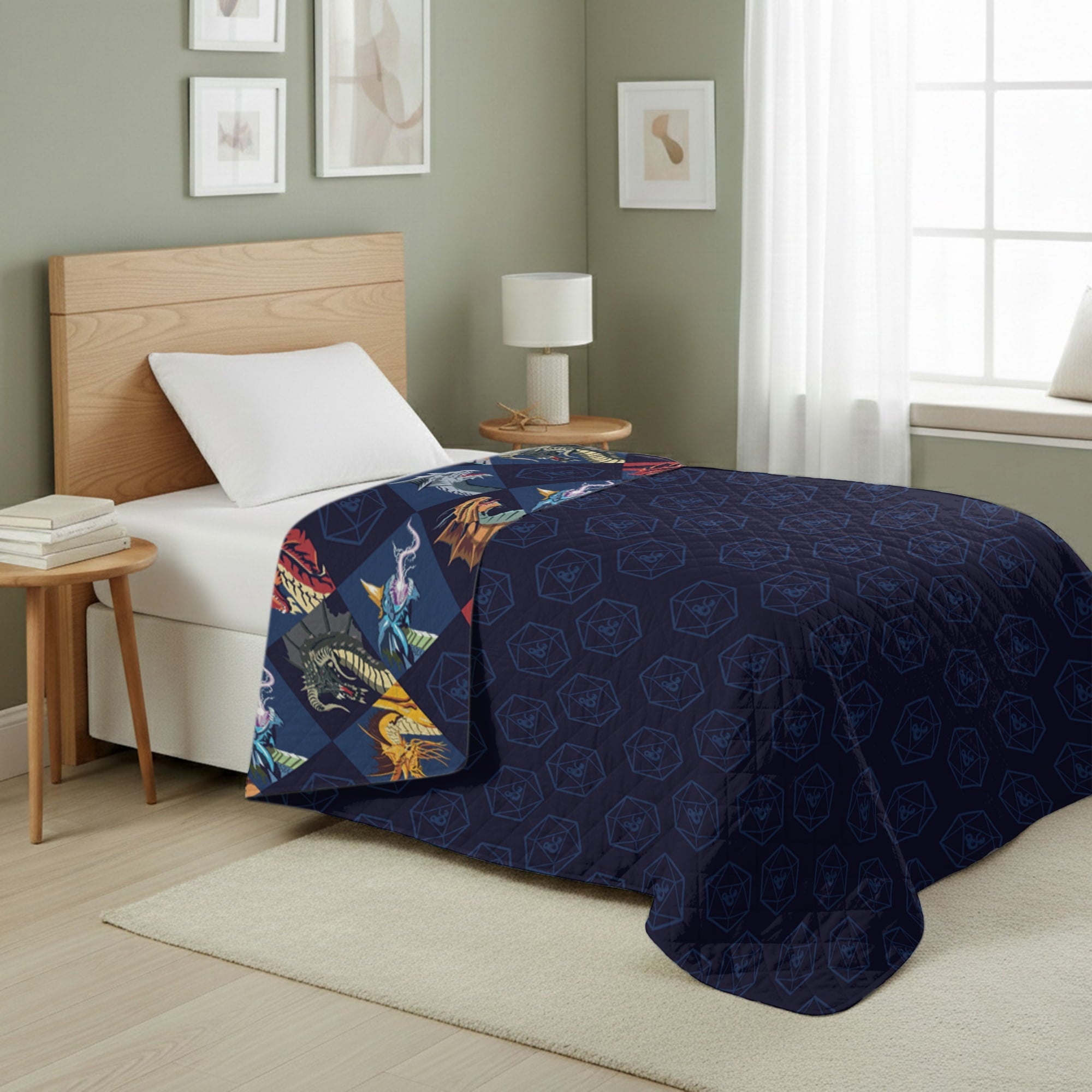 Reversible Sherpa Quilted Throw Blanket 60x80 inches, Kids Character Bedding - Lightweight Plush Warm Blanket for All Seasons Detail