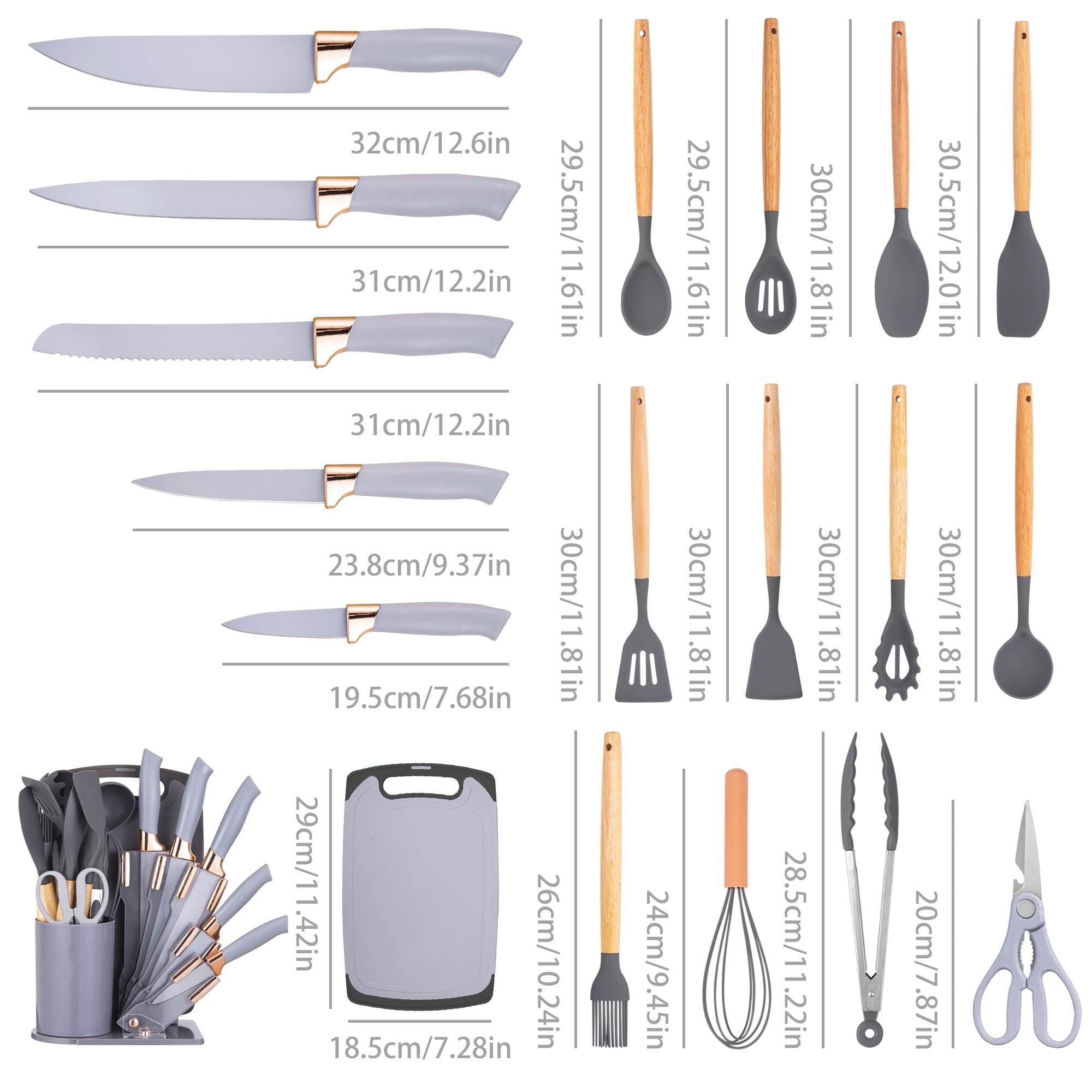 Ergonomic Cooking 19-Piece Silicone Kitchen Utensil & Knife Set - Heat-Resistant Cooking Tools Non-Stick Safe Gift for Mom or Wo... - Heat-Resistant Silicone Cooking Spatula Turner Detail