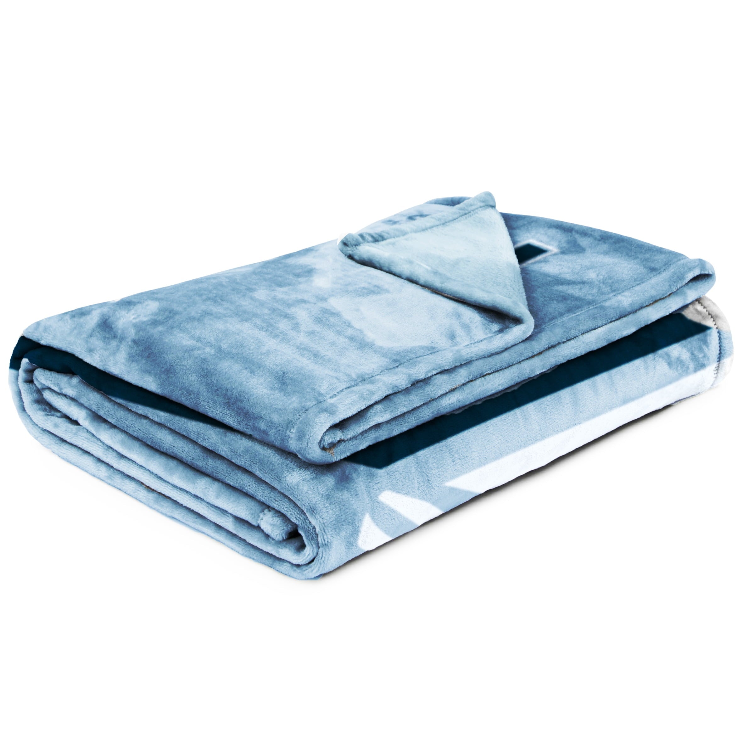 Cozy Fleece Silk Touch Kids Throw Blanket, 62" x 90", Blue, Polyester - Luxury Knitted Decorative Throw Blanket with Fringes Detail