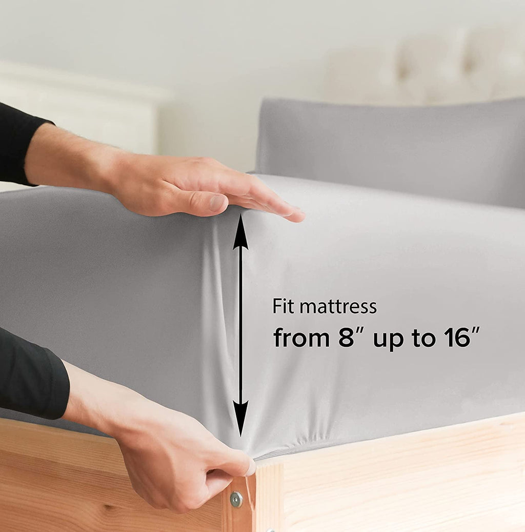 Premium Egyptian Cotton 4-Piece 400 Thread Count Cotton Sheet Set - King Size 100% Cotton Sateen Bed Sheets Fits 18"-24" Mattresse... - Cooling Hotel Quality Bedding Sheets and Pillowcases Detail
