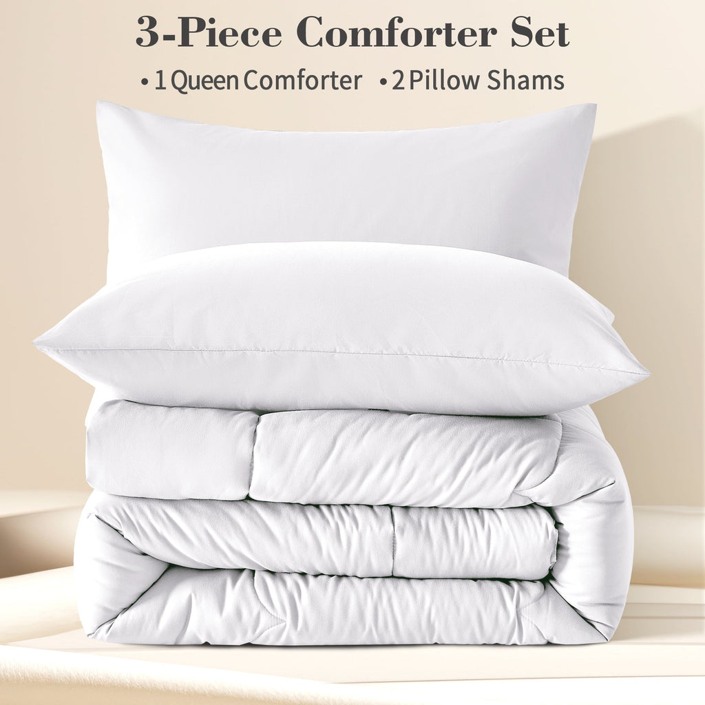 Hypoallergenic Cloud 3-Piece Queen Comforter Set - All-Season Down Alternative Bedding Bundle with 2 Pillow Shams, Premium Soft Bedding Se... - Hypoallergenic Ultra-Fluffy Quilt for Winter Detail