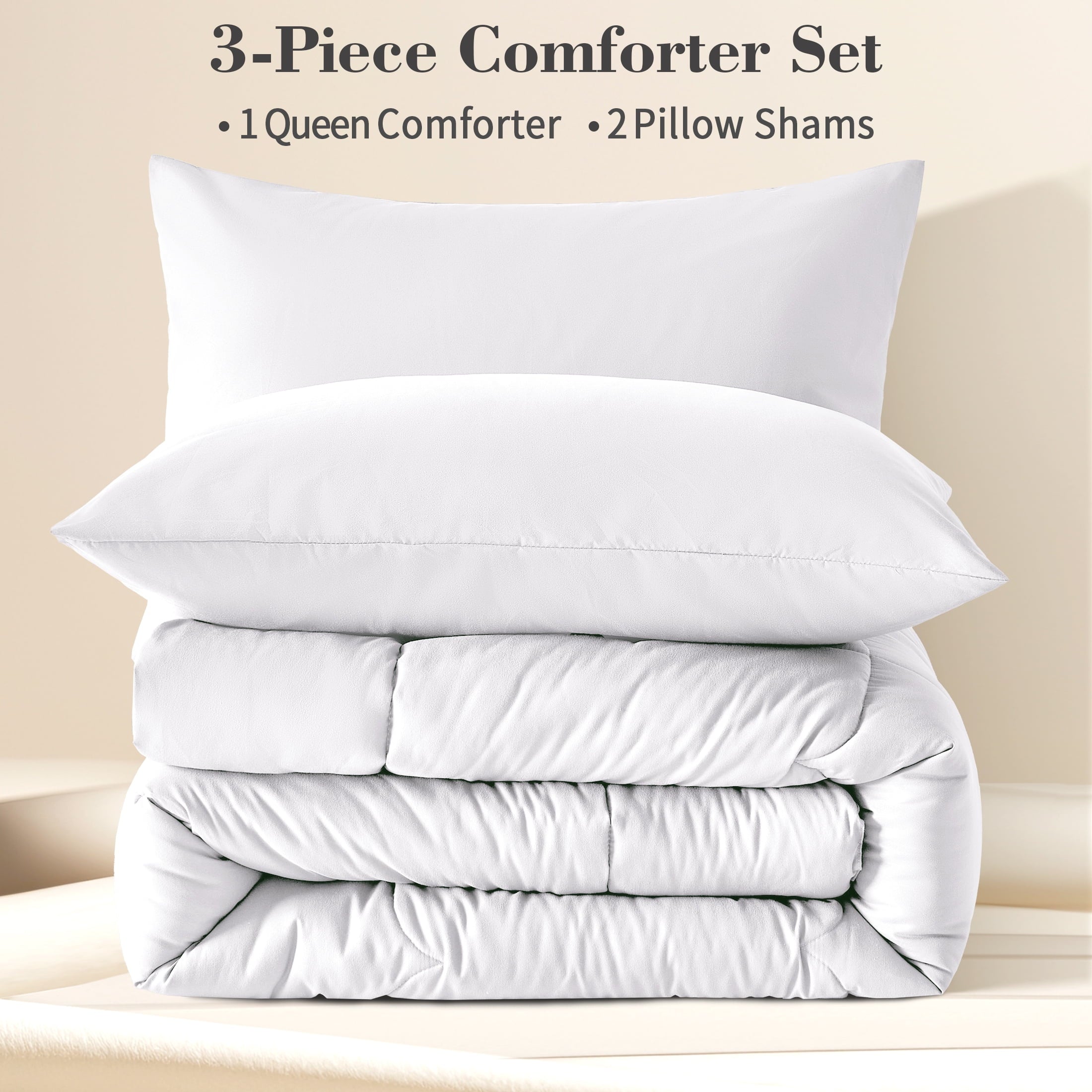 Hypoallergenic Cloud 3-Piece Queen Comforter Set - All-Season Down Alternative Bedding Bundle with 2 Pillow Shams, Premium Soft Bedding Se... - Hypoallergenic Ultra-Fluffy Quilt for Winter Detail