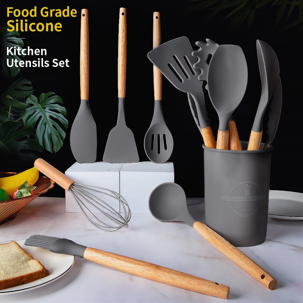 High-Precision Silicone Wooden Heat Resistant Kitchen Utensil Set, 12 pcs - Professional Kitchen Tool for Culinary Enthusiasts Detail