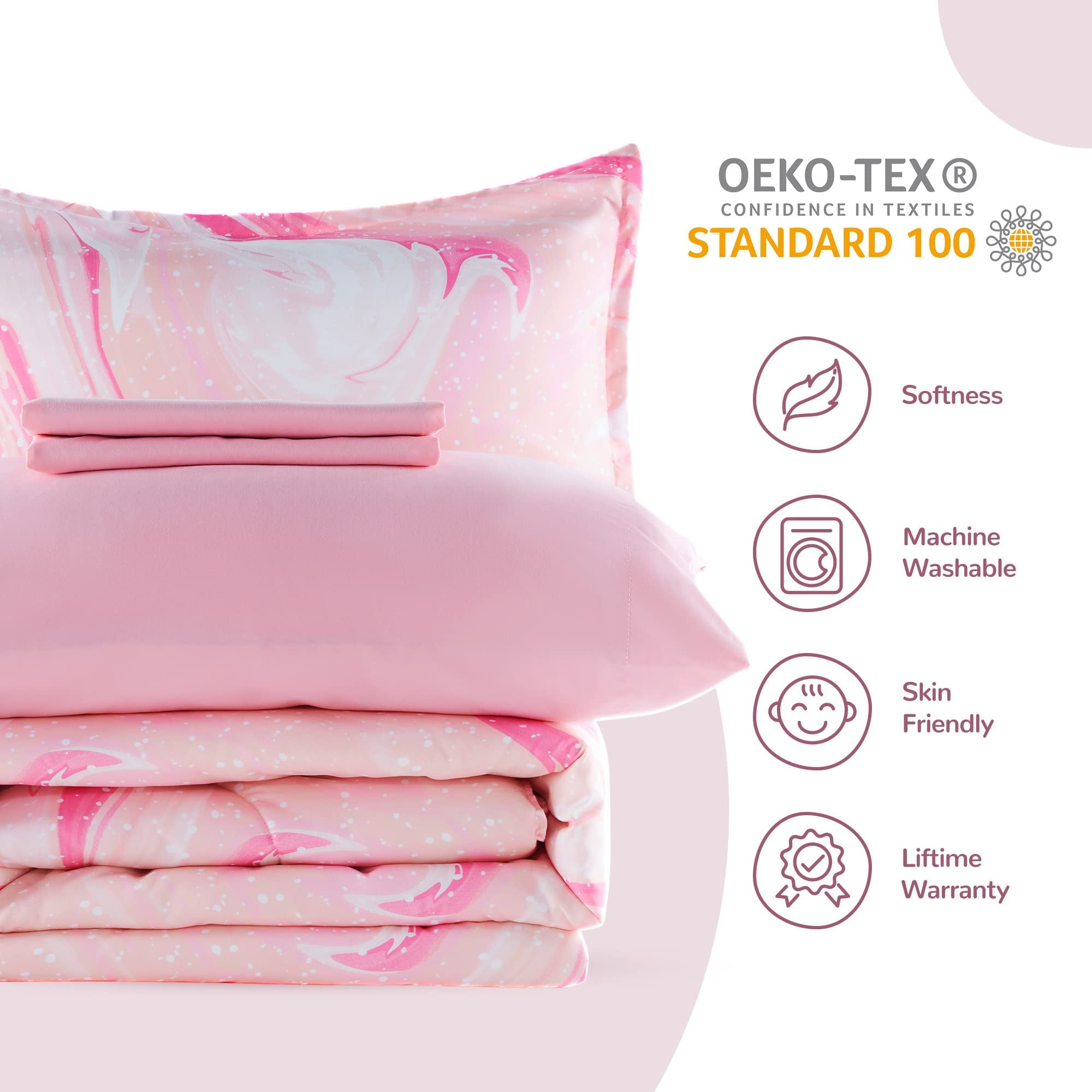 Heavyweight Warmth Kids Twin Bedding Comforter Set - 5 Pieces Super Cute & Soft Bedding Sets & Collections with Comforter, Sheet, Pillow... - Luxurious Quilted Duvet Cover Set Detail