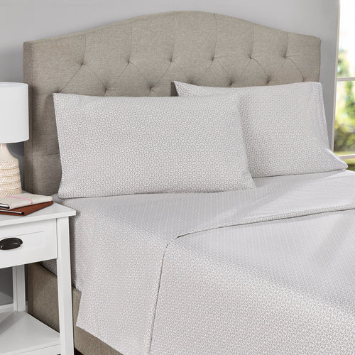 Breathable Luxury 3-Piece 300 Thread Count Grey Flake Cotton Blend Bed Sheet Set, Twin XL - Cooling Hotel Quality Bedding Sheets and Pillowcases Detail