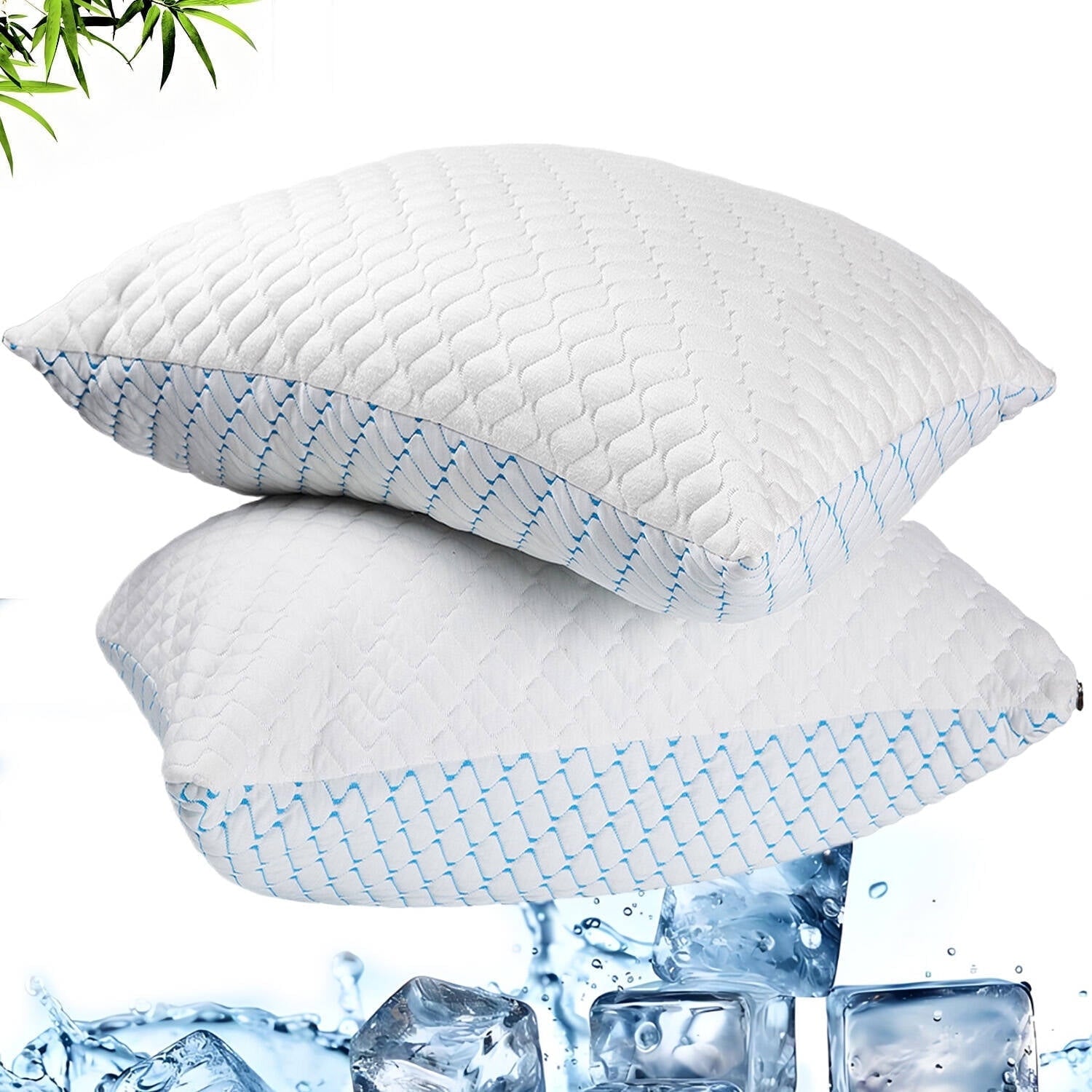 Decorative Plump Pillows for Sleeping (2-Pack), Luxury Hotel Pillows Queen Size Set of 2,Bed Pillows for Side and Back Sleeper (Queen) - Orthopedic Shredded Foam Bed Pillow Set Detail