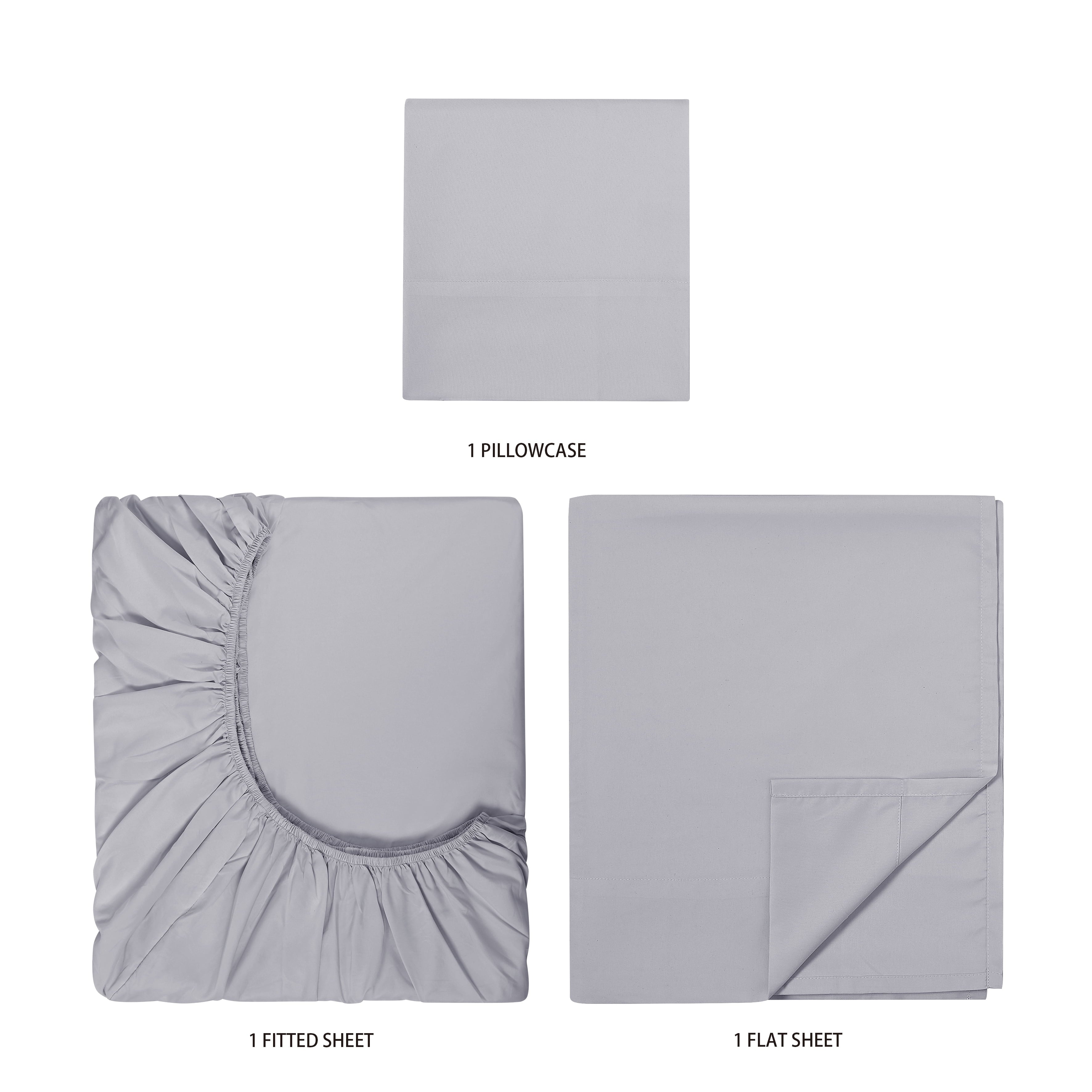 Breathable Luxury Kids Soft Microfiber Sheet Set, Gray, Twin, 3 Pieces - Luxury Bed Sheet Set with Deep Pockets Detail