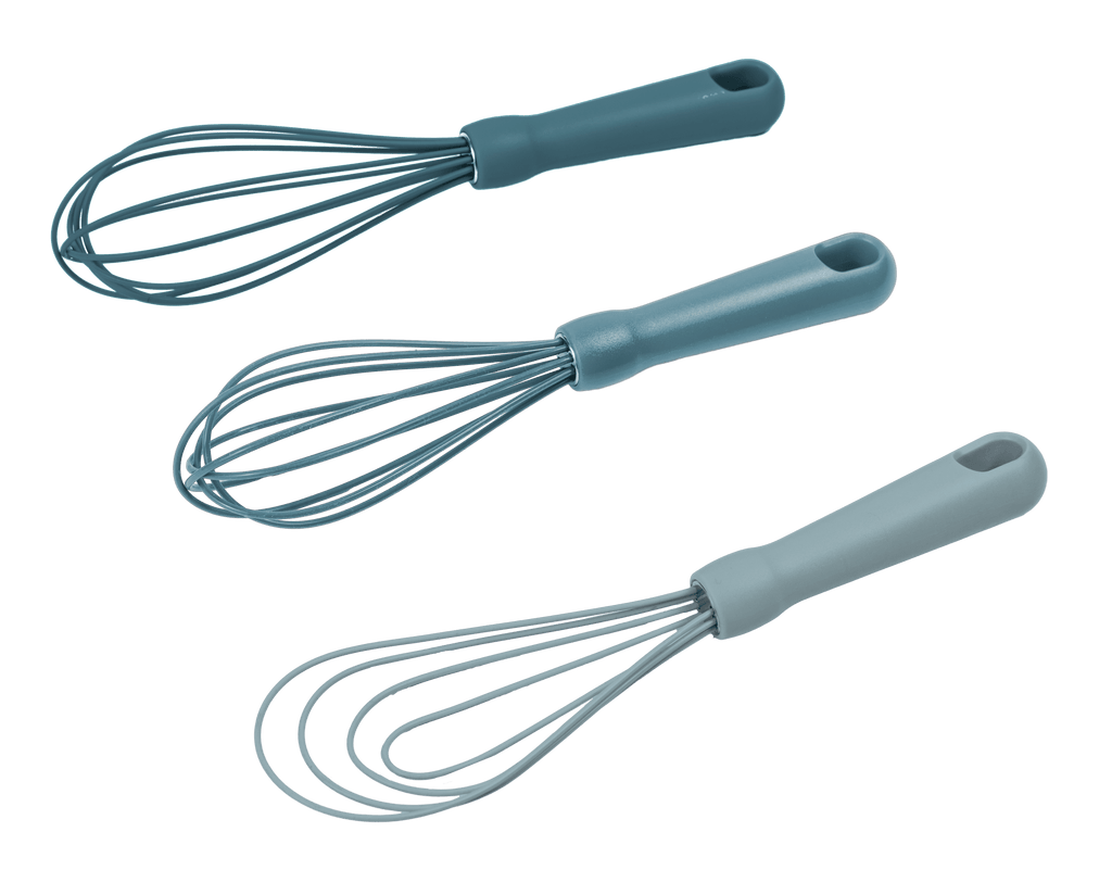 Time-Saving 3-Piece Silicone Whisk Set, 10.5"/10.4"/9.6" L, Blue Color - Kitchen Gadget Tool for Quick Food Prep Detail