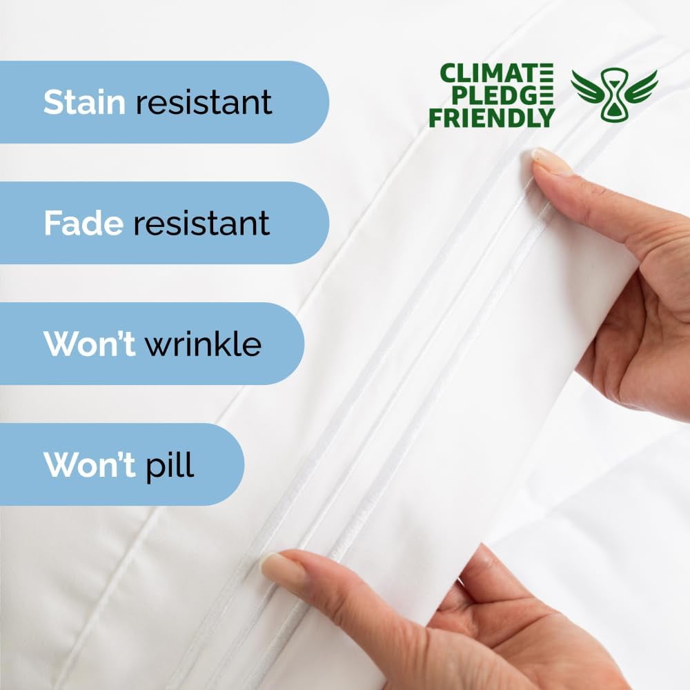 Ultra-Soft 4-Piece Ultra Soft & Comfy Hotel Luxury Sheet Set - Full Size Cooling Bed Sheet Fits 8"-16" Mattresses, White - Luxury Bed Sheet Set with Deep Pockets Detail