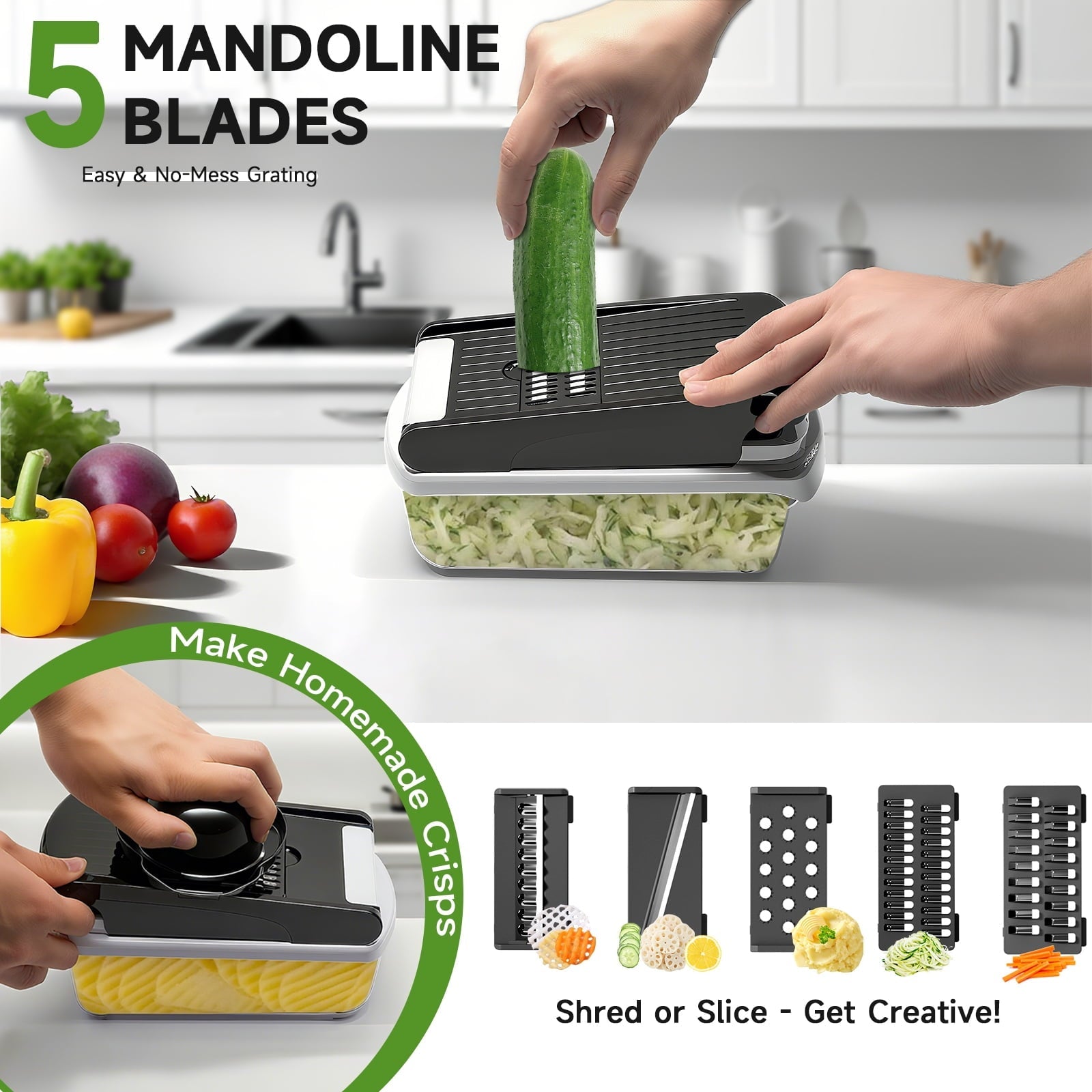 Ergonomic Manual Vegetable Chopper Food Slicer, 15 in 1 Multi-Function Food Chopper for Onion, Veggie, Cheese Grater, Vegetable... - Innovative Kitchen Helper for Modern Cooking Detail