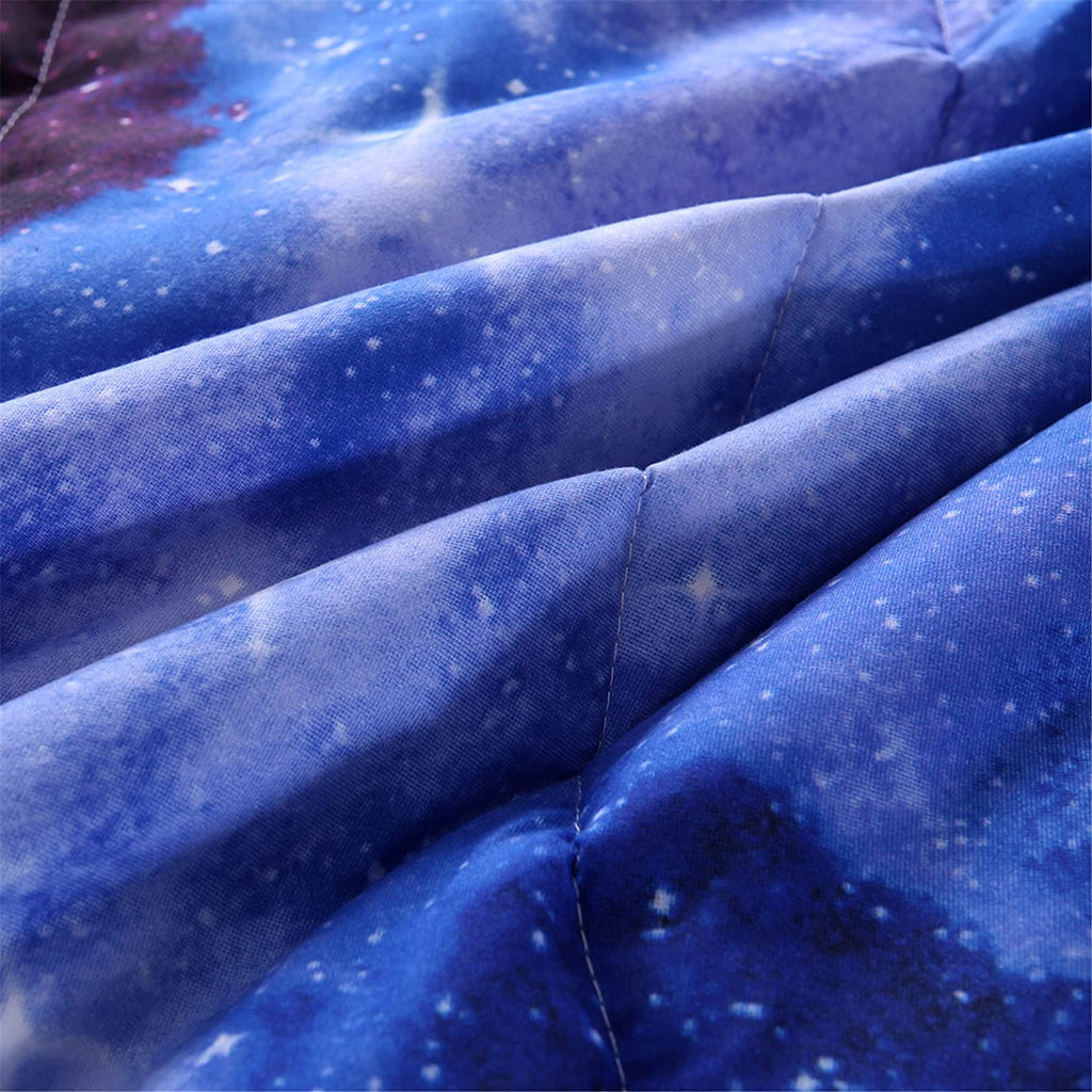 Fluffy Down Alternative Galaxy Bedding Sets Outer Space Comforter 3D Printed Space Quilt Set Full Size for Kids Blue - Hypoallergenic Ultra-Fluffy Quilt for Winter Detail