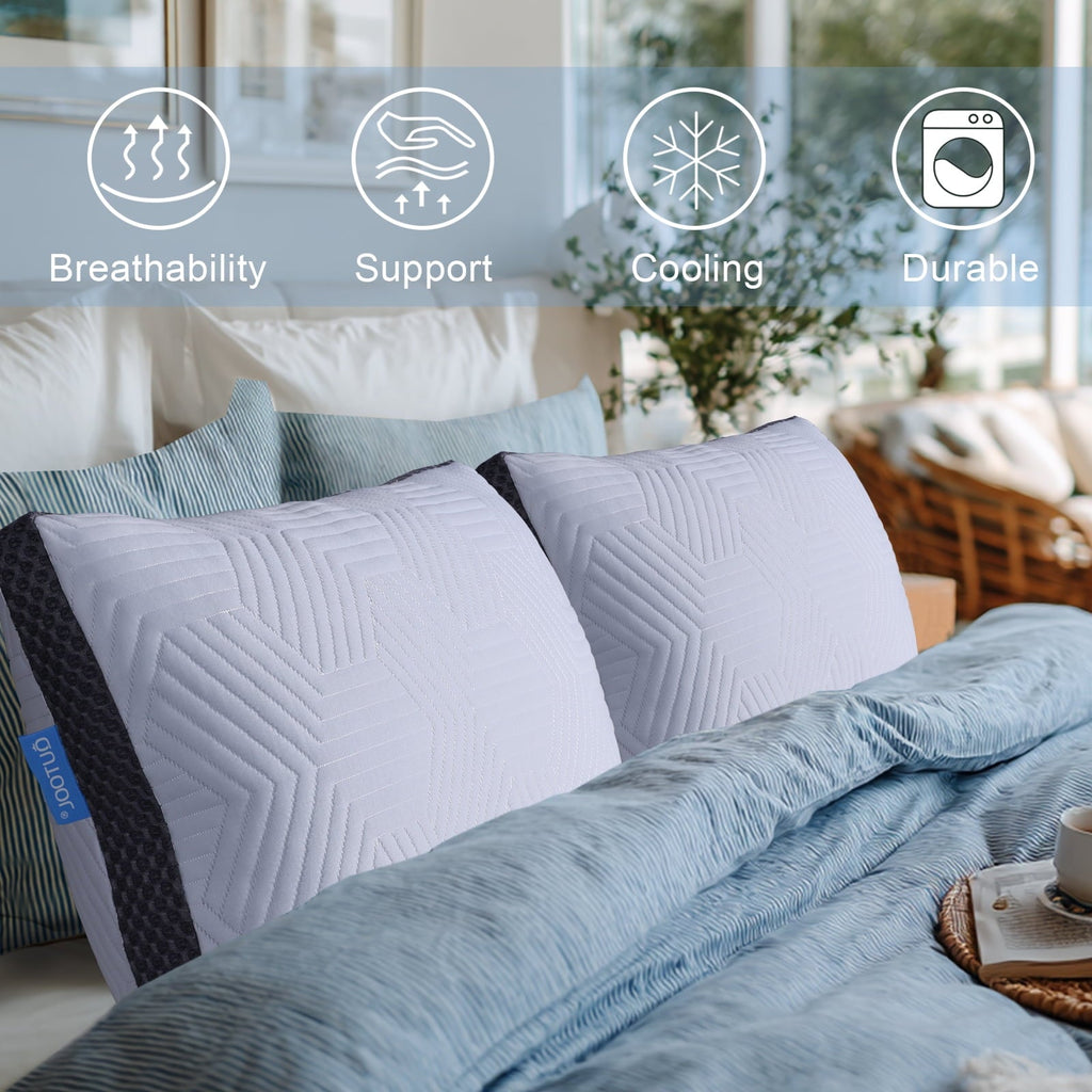 Ergonomic Memory Foam Soft Bed Pillow, Shredded Memory Foam Pillow, Comfortable Sleeping Pillow, Standard Size, Affordable Everyday Use - Decorative Throw Pillow Cushion for Sofa & Bed Detail