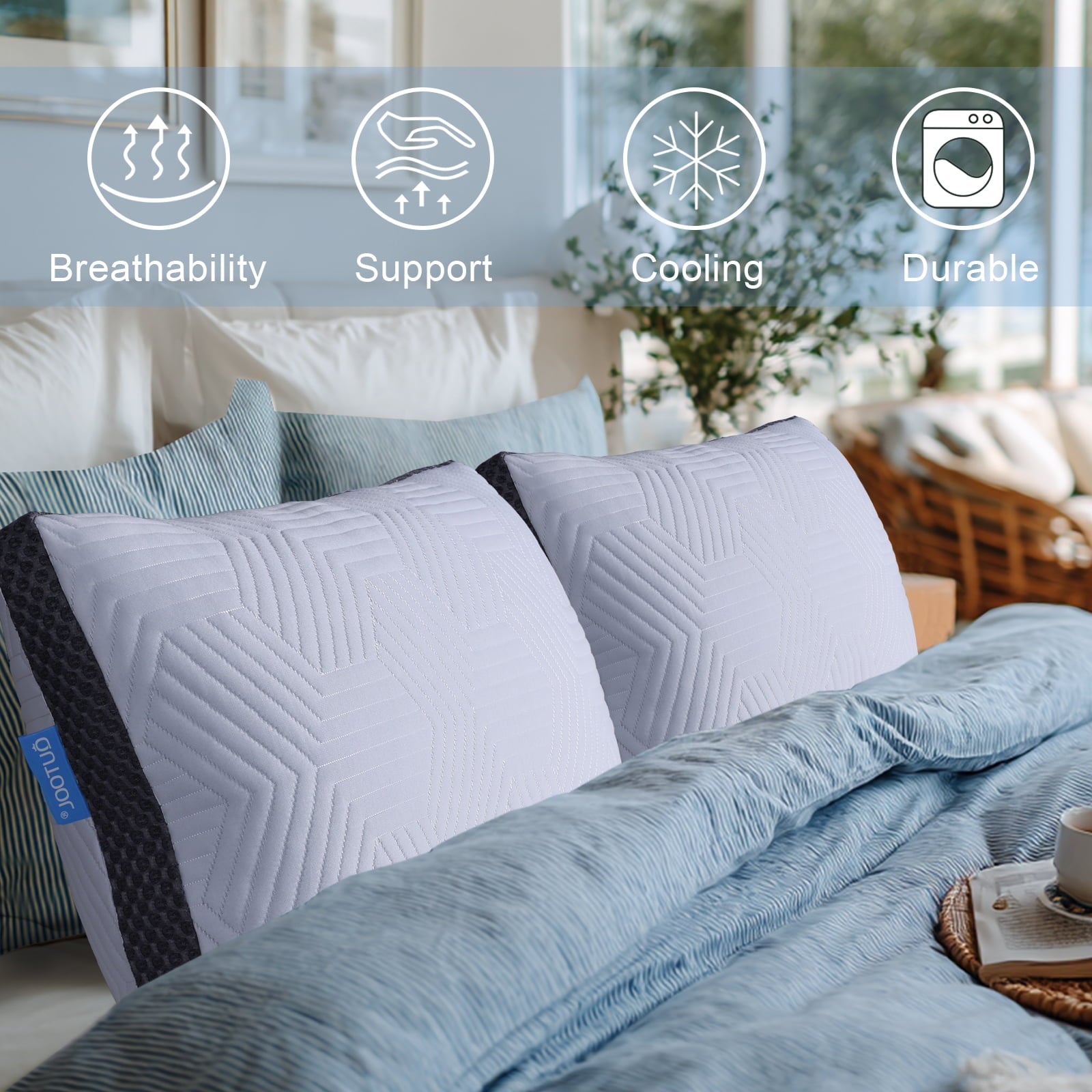 Ergonomic Memory Foam Soft Bed Pillow, Shredded Memory Foam Pillow, Comfortable Sleeping Pillow, Standard Size, Affordable Everyday Use - Decorative Throw Pillow Cushion for Sofa & Bed Detail