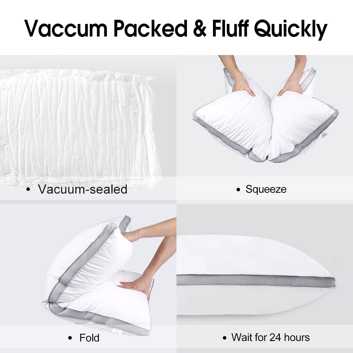 Orthopedic Support Down Alternative Bed Pillow with Cotton Cover and Gusset, 2 Pack, Queen, 20"x26" - Ergonomic Memory Foam Pillow for Neck Pain Support Detail