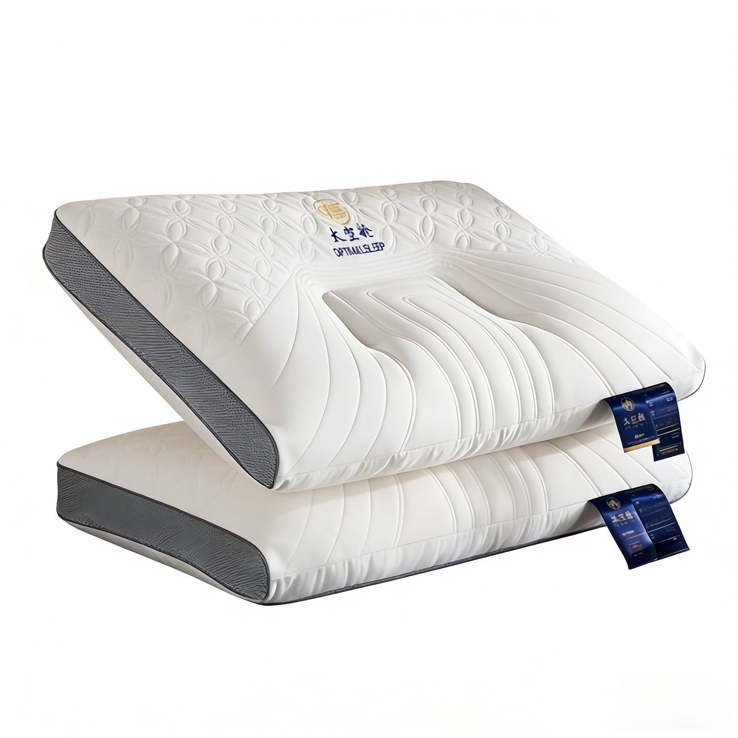 Ergonomic Memory Foam 2-Pack Space Capsule Bed Pillow (29.13" x 18.9") - Plush and Supportive - Ergonomic Memory Foam Pillow for Neck Pain Support - Default Title