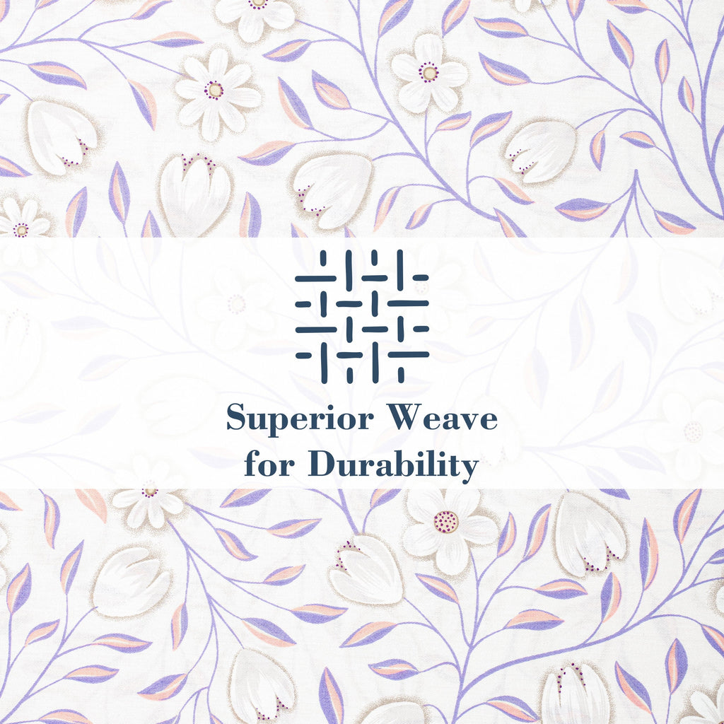 Ultra-Soft 100% Cotton Full Size Sheets,4 Piece Pure Percale Bed Sheets Set Deep Pocket Fits Mattress Upto 15",floral vine pattern - Premium Ultra-Soft Pillowcase Pair for Sleeping Detail