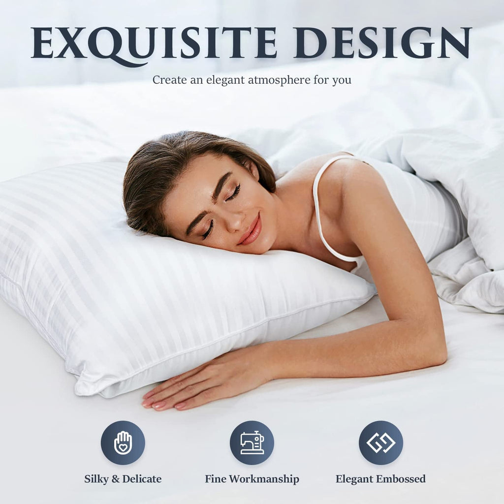 Ergonomic Memory Foam Bed Pillows 2-Pack Queen Size Luxury Hotel Pillow for Side and Back Sleeper Pillows for Bed with Cooling Cover - Ergonomic Memory Foam Pillow for Neck Pain Support Detail