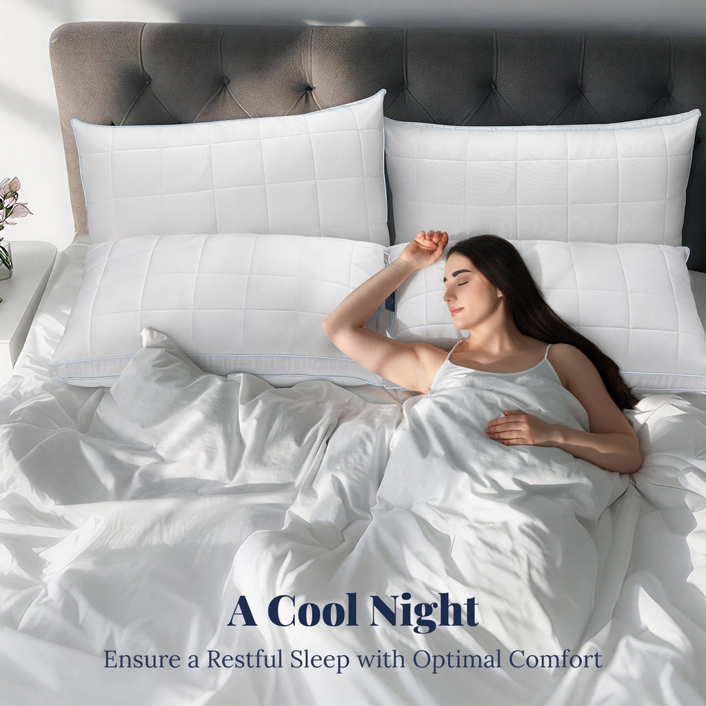 Hotel Collection Cooling Adjustable Pillow, Luxury Queen Size Bed Pillows Hotel Collection - Soft Firm Pillows for bed - Decorative Throw Pillow Cushion for Sofa & Bed Detail