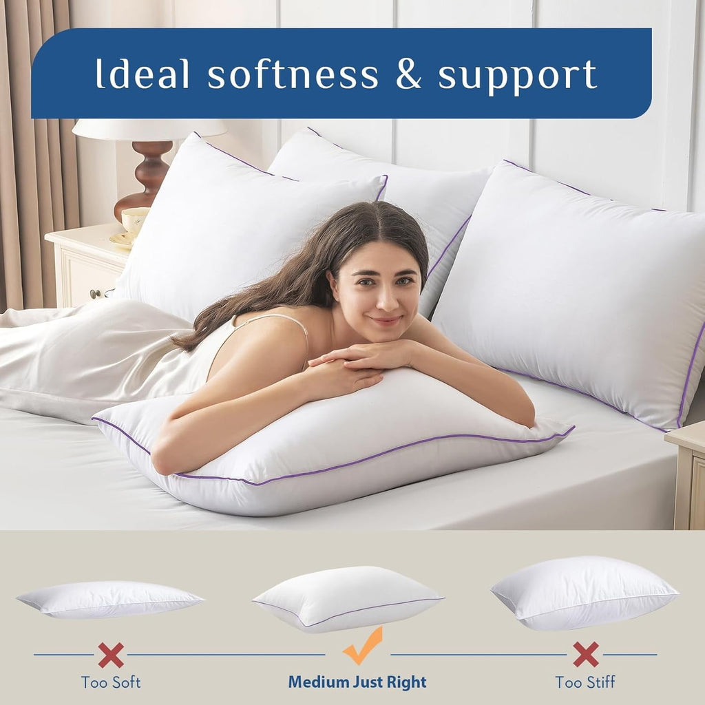 Fluffy Shredded Set of 4, Cooling and Supportive Bed with Super Soft Down Alternative Fill, Luxury Fluffy Hotel Quality for Side, Bac... - Orthopedic Shredded Foam Bed Pillow Set Detail