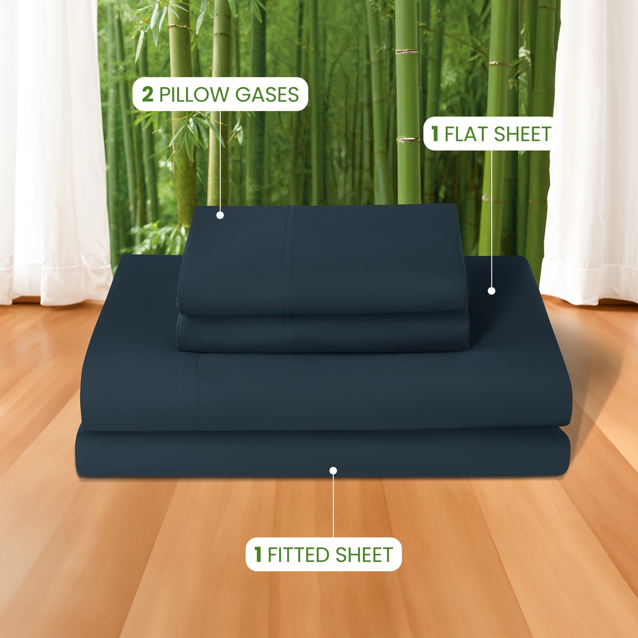 Wrinkle-Resistant 100% Organic Luxurious Bamboo Sheets, Queen Sheet Set 4-Piece with 16" Deep Pocket, Silky Smooth Luxury Bed Sheets, N... - Cooling Hotel Quality Bedding Sheets and Pillowcases Detail