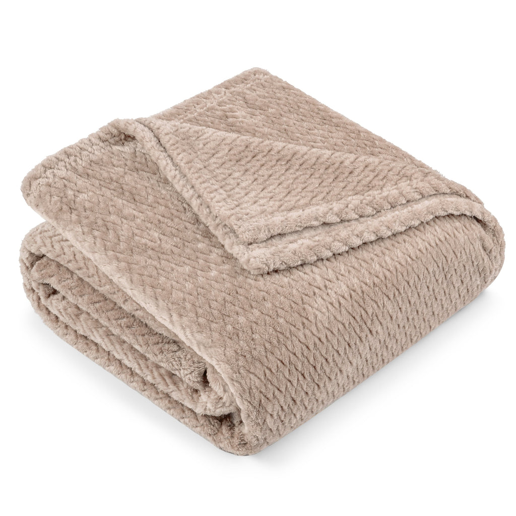 Lightweight Warm Soft Fleece Taupe Tan Throw Blanket for Couch, Lightweight Plush Warm Blankets for Bed, Fuzzy Cozy Flannel Blanket Th... - Super Soft Reversible Sherpa Flannel Blanket Detail