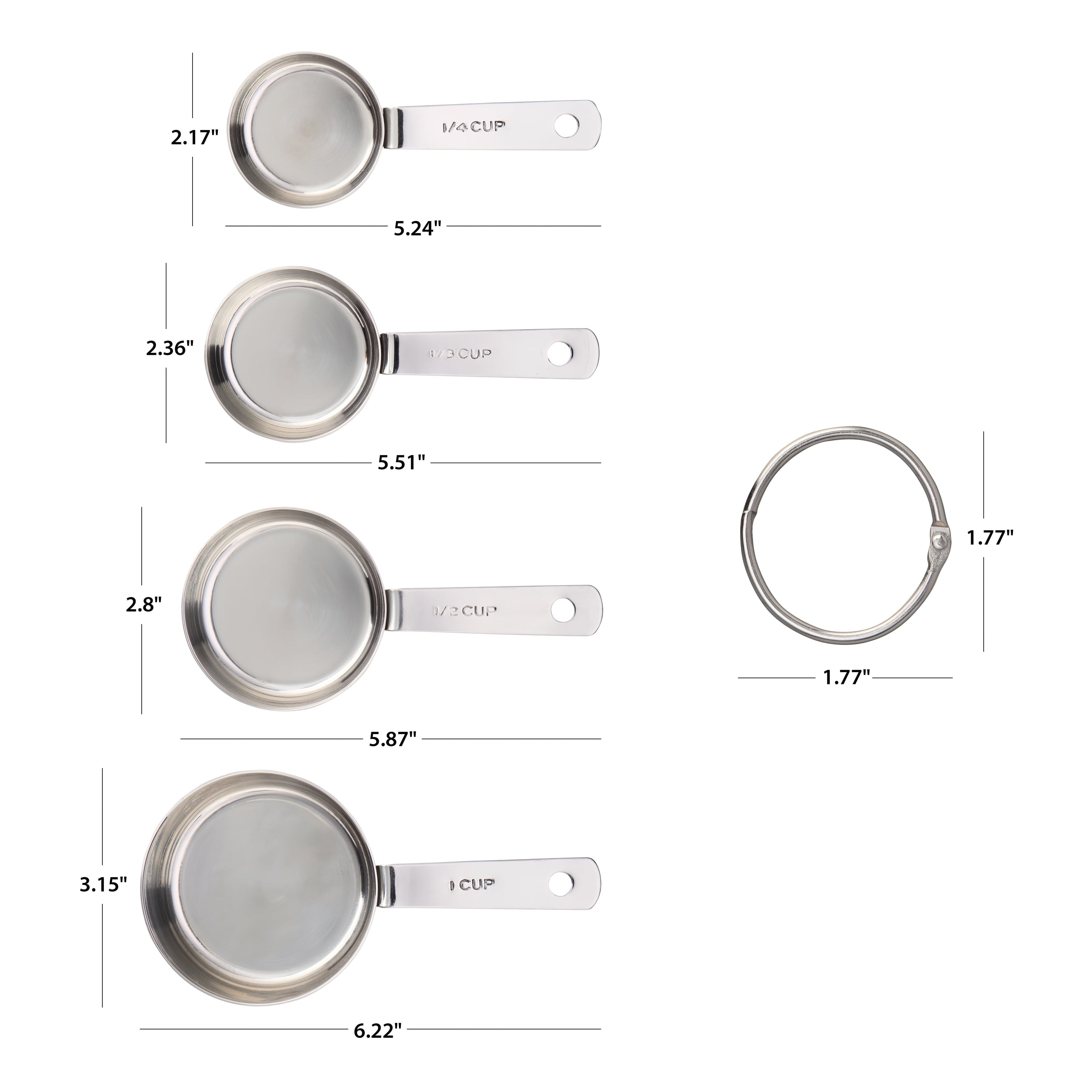 Time-Saving Kitchen Stainless Steel 4-Piece Nesting Measuring Cups - Multi-Functional Manual Food Chopper & Slicer Detail
