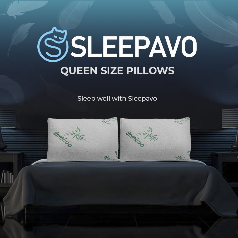 Fluffy Shredded Memory Foam Pillows Queen Size Set of 2 - Cooling Bed Pillows for Sleeping - Back, Stomach, Side Sleeper Soft, Comfy ... - Ergonomic Memory Foam Pillow for Neck Pain Support Detail