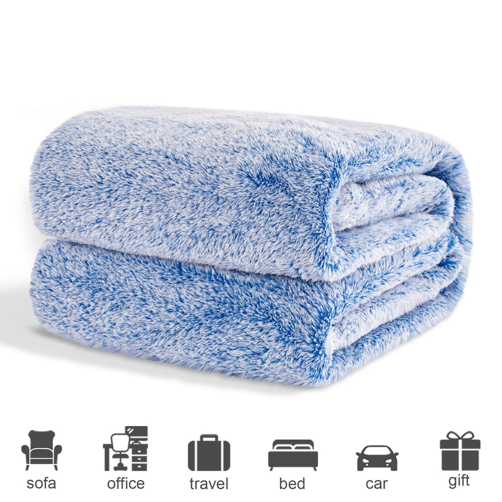 Cozy Fleece Plush Fuzzy Large Fleece Throw Blanket (50" x 70", Mixed Cobalt Blue)- Soft, Warm and Lightweight - Cozy Fleece Throw Blanket for Couch & Bed Detail