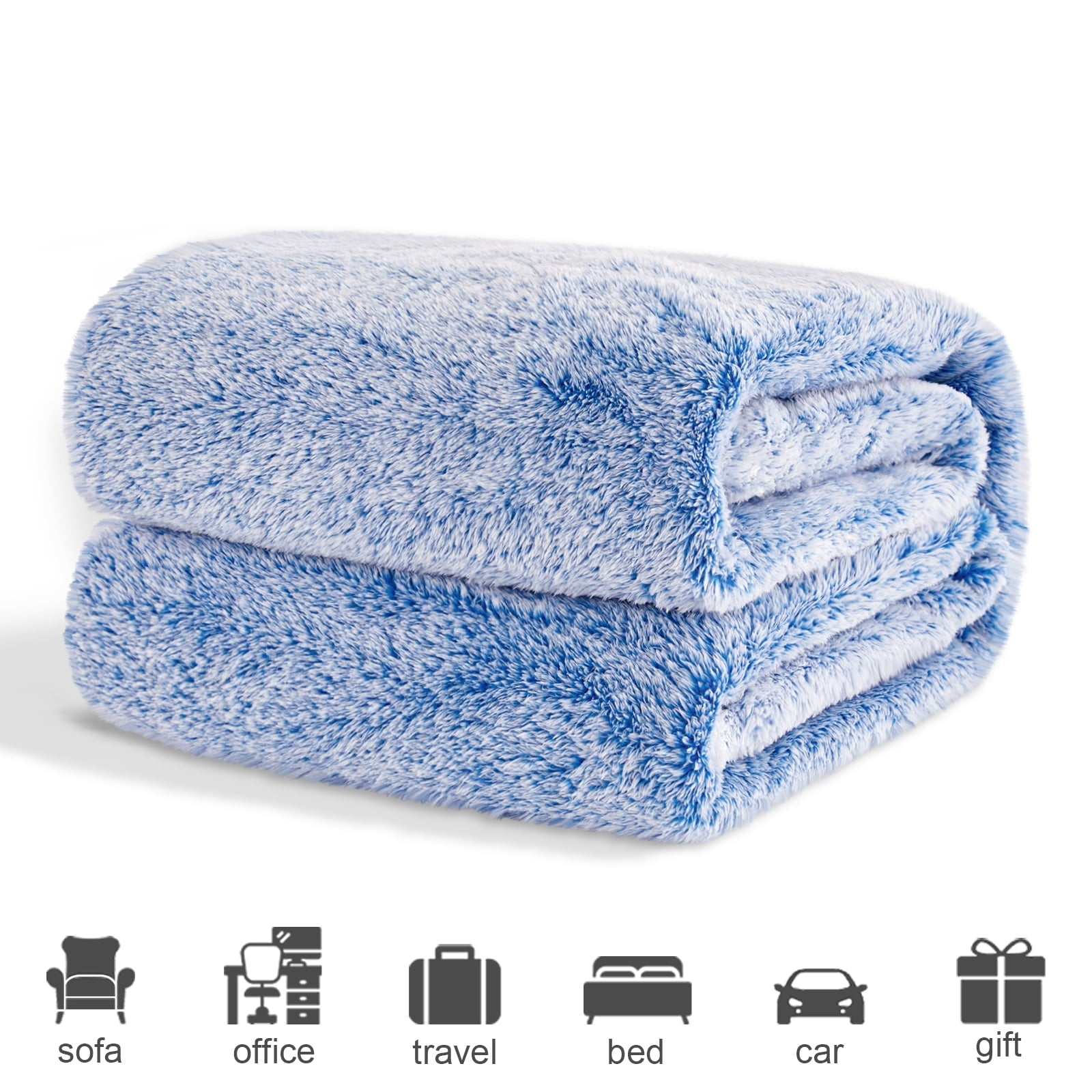 Cozy Fleece Plush Fuzzy Large Fleece Throw Blanket (50" x 70", Mixed Cobalt Blue)- Soft, Warm and Lightweight - Cozy Fleece Throw Blanket for Couch & Bed Detail