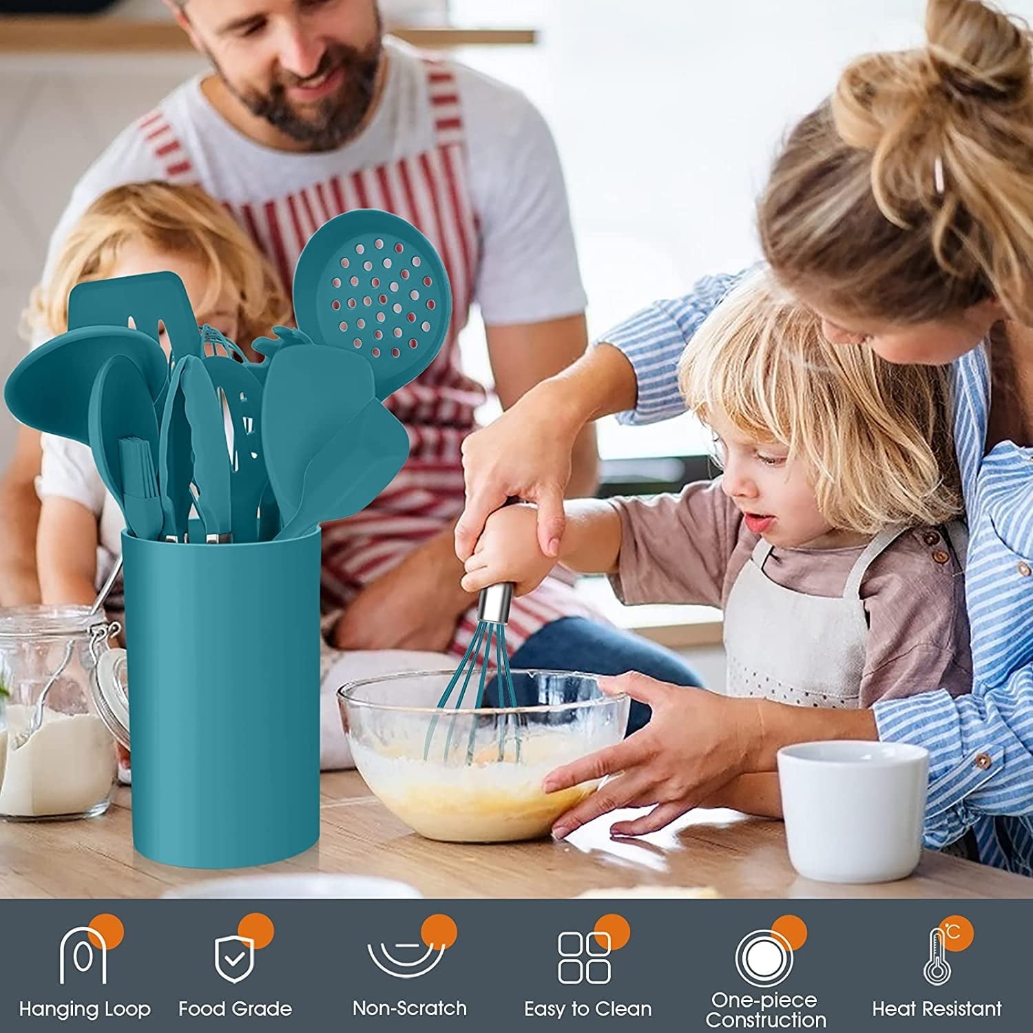 Professional Grade 15-Piece Kitchen Utensils Set, Silicone Cooking Utensils with Holder, Non-stick Cookware Friendly & Heat Resistant - ... - High-Precision Culinary Tool for Baking & Cooking Detail
