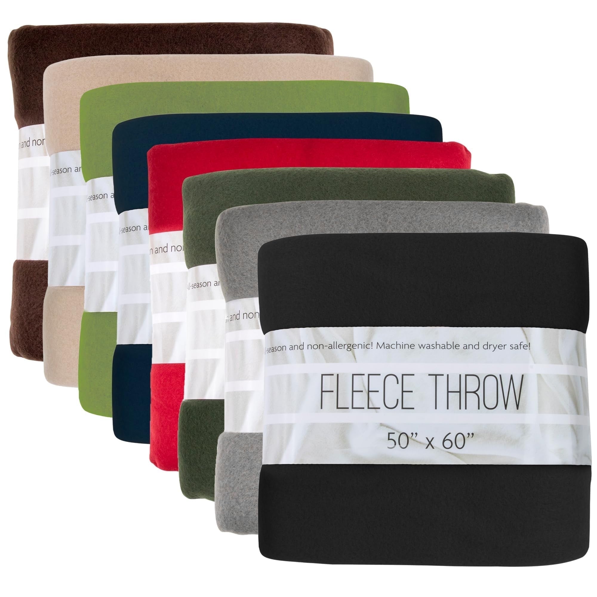 Decorative Knitted 24 pack Trail maker 60”L x 50”W Solid Color Hypoallergenic Fleece Throw Blankets in Assorted Colors - Lightweight Plush Warm Blanket for All Seasons - Default Title