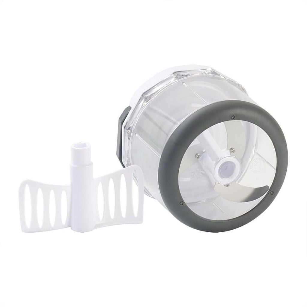 Time-Saving 1qt Quick Pull Chopper, BPA free , SS Blades, Food Contact Safe Material , White & Grey, Weight 320g - Premium Stainless Steel Garlic Presser & Peeler Detail
