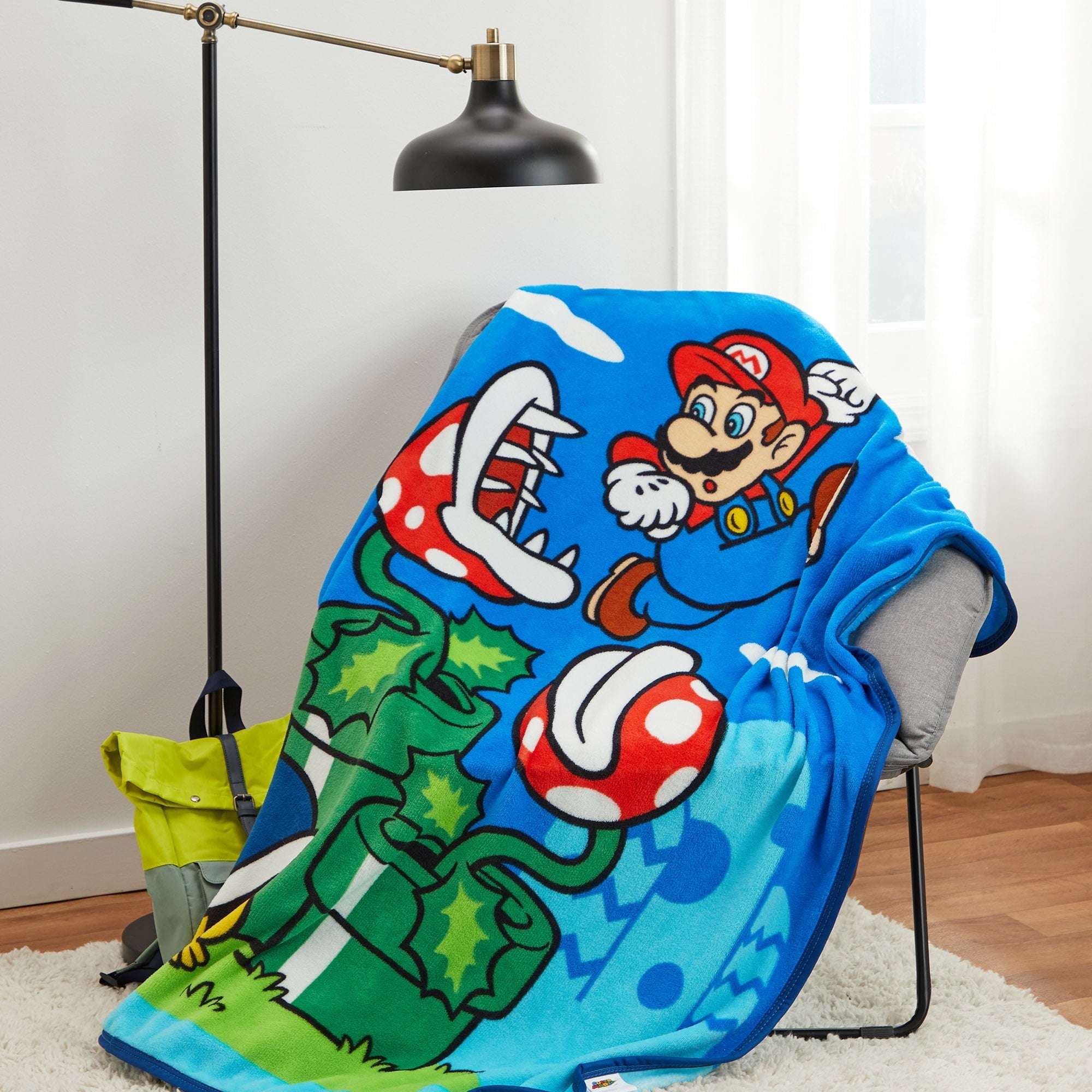 Super Soft Flannel Kids Fleece Throw Blanket 46x60, Nintendo - Luxury Knitted Decorative Throw Blanket with Fringes Detail