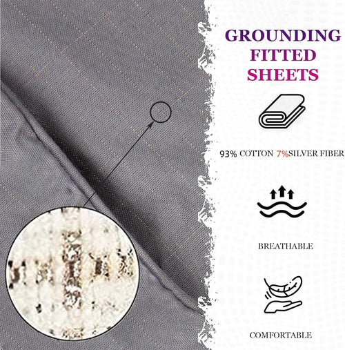 Breathable Luxury Grounding Fitted Sheet Kit Queen Size, Deep Pocket Fitted Sheet, Organic Cotton 7% Silver Fiber, Conductive Bed Cover... - Luxury Bed Sheet Set with Deep Pockets Detail