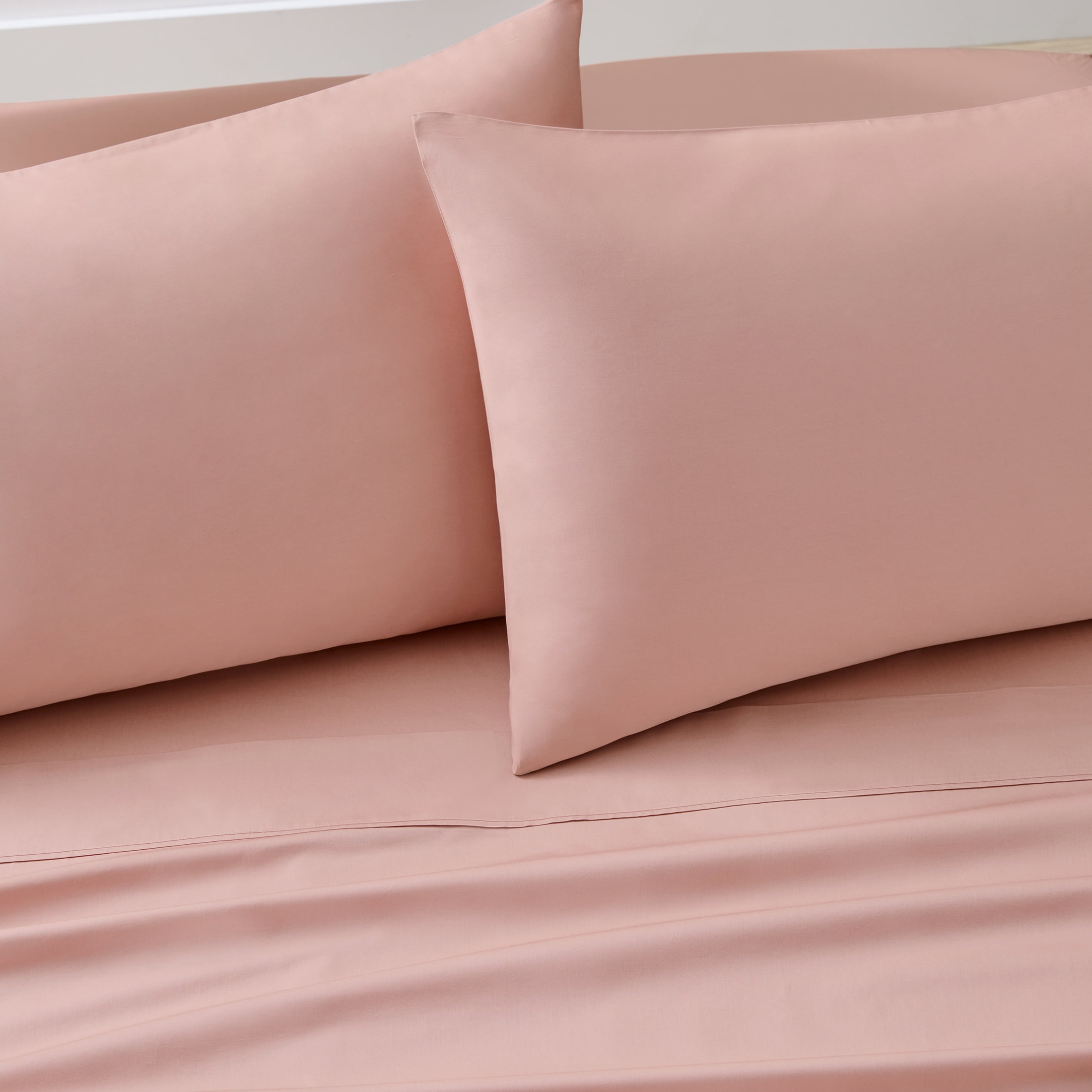 Premium Egyptian Cotton 300 Thread Count Cotton Percale 3-Piece Antique Blush Bed Sheet Set, Twin - Breathable Egyptian Cotton Flat & Fitted Sheets Detail