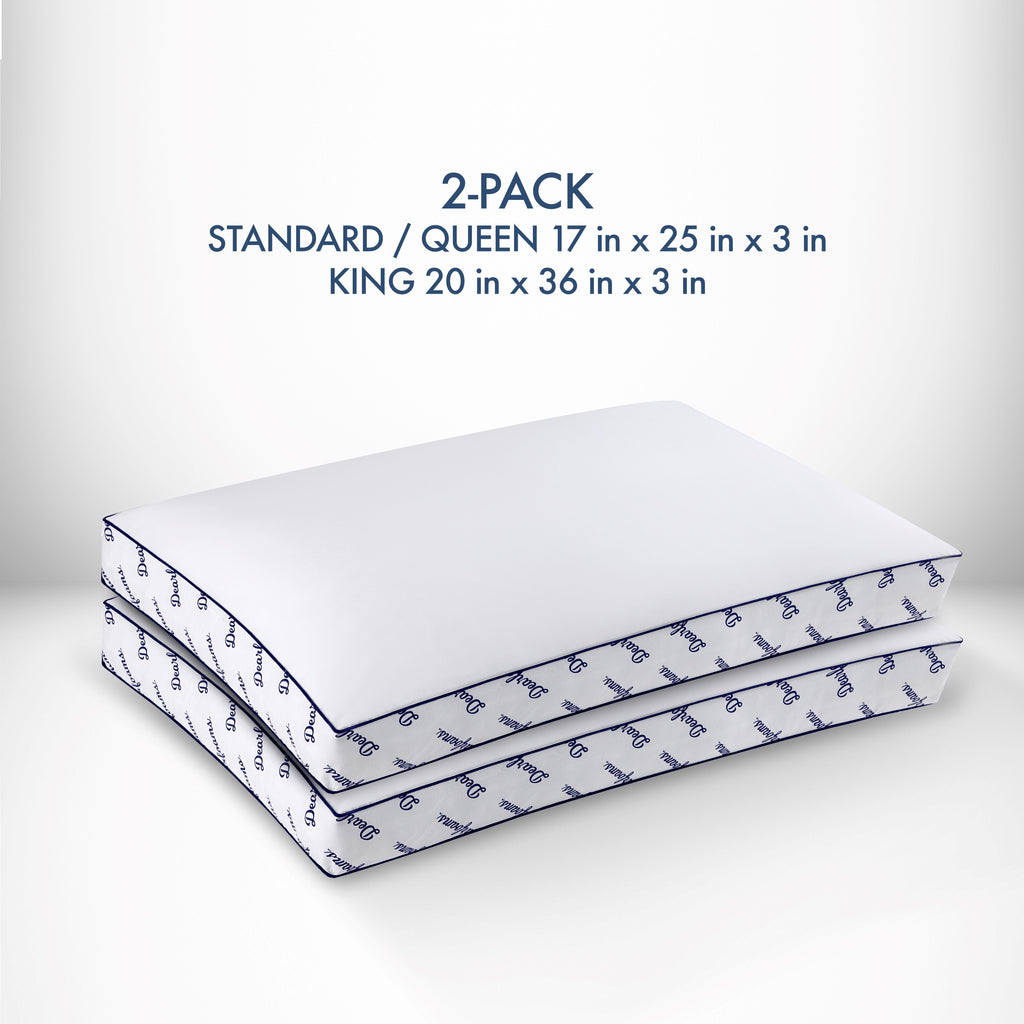 Orthopedic Support Cozy Gusseted Bed Pillow Standard, White - Hotel Quality Plush Sleeping Pillows Detail