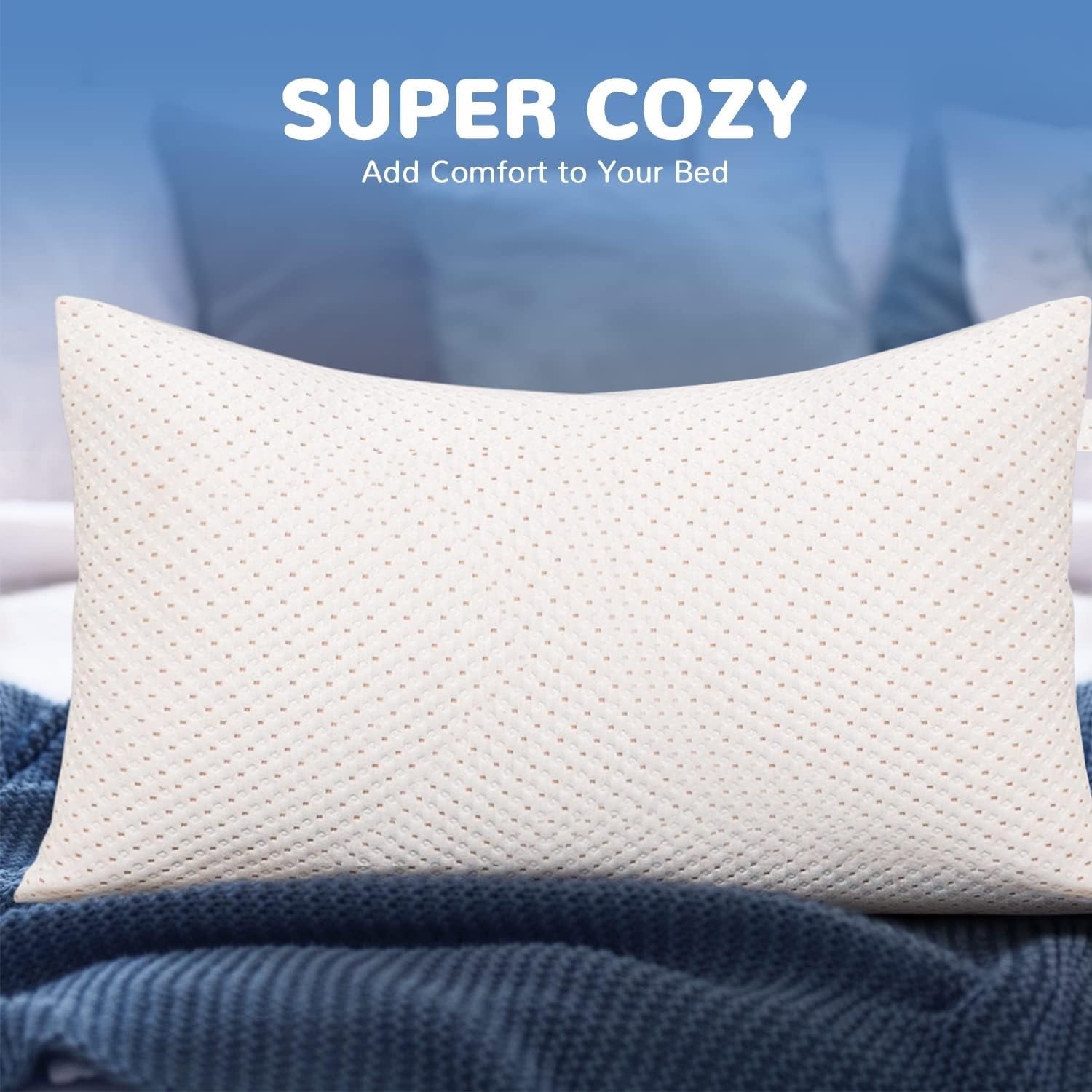 Fluffy Shredded Cooling Bed Pillows for Sleeping, King Size Pillow Set of 2, 3D Shredded Memory Foam with Zippered Cooling Covers - Decorative Throw Pillow Cushion for Sofa & Bed Detail