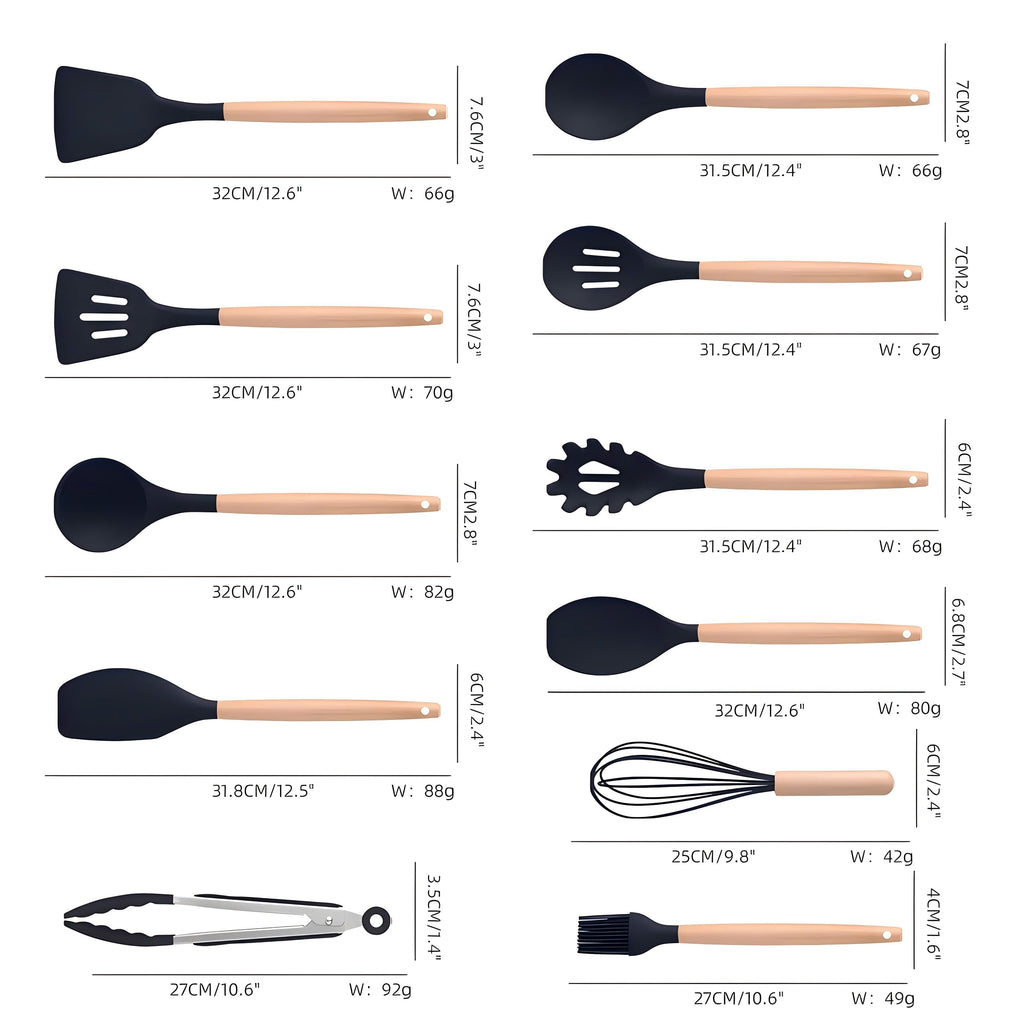 Premium Silicone Kitchen Utensils Set- 19 Pcs Silicone Cooking Utensils Set for Nonstick Cookware-Silicone Spatulas Set, Kitchen Gadge... - Premium Stainless Steel Cooking Utensil for Non-Stick Pots Detail