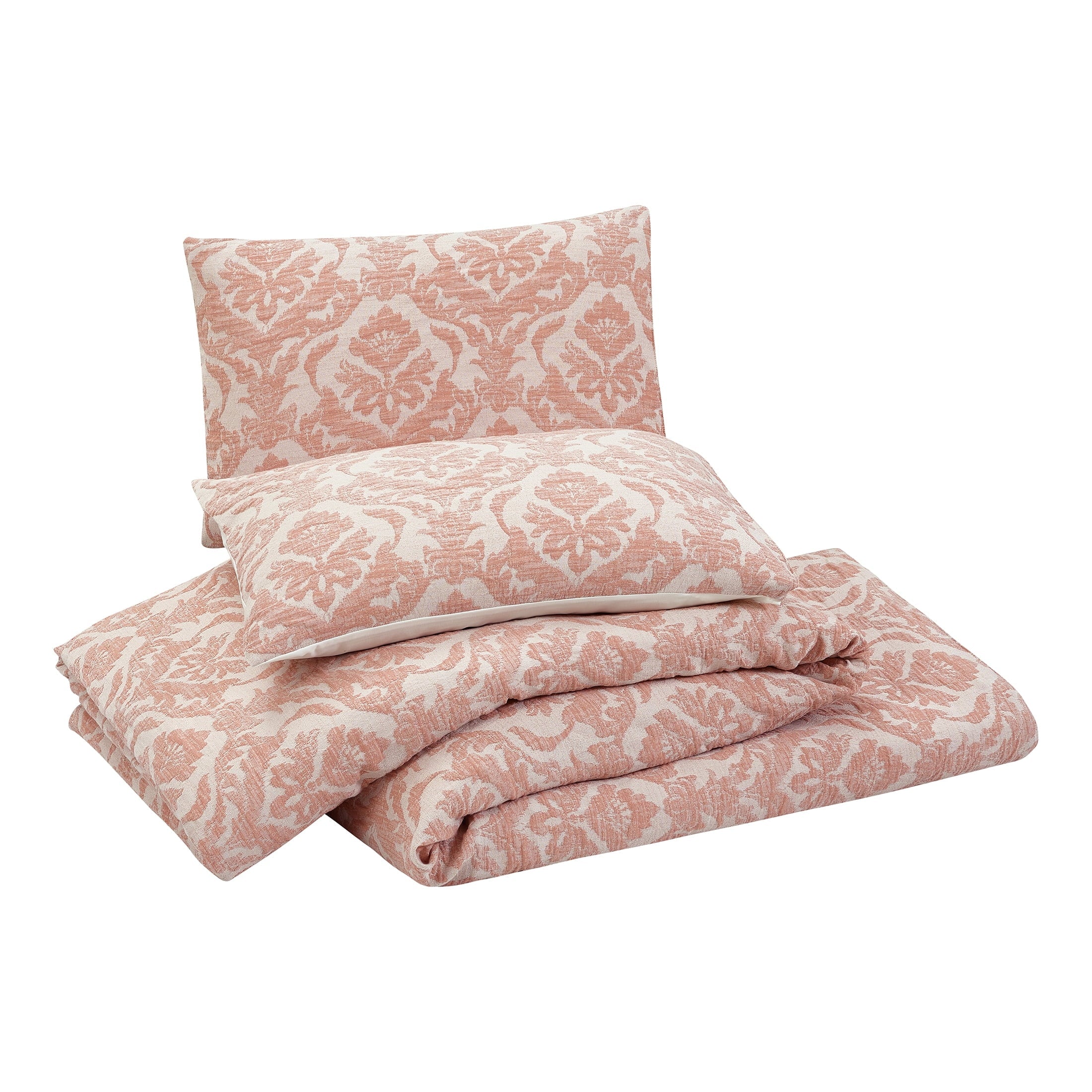 Fluffy Down Alternative Woven Damask 2-Piece Comforter Set, Blush, Full Queen, All Ages - Hypoallergenic Ultra-Fluffy Quilt for Winter Detail