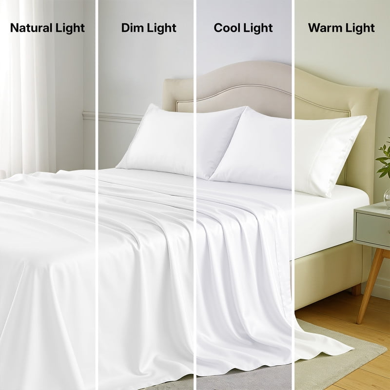 Cooling Sateen Lux Decor 100% Organic Viscose - 4 Piece Ultra-Soft Luxury Cooling Bed Sheets, 16" Deep Pocket, Breathable & Hypoalle... - Premium Ultra-Soft Pillowcase Pair for Sleeping Detail