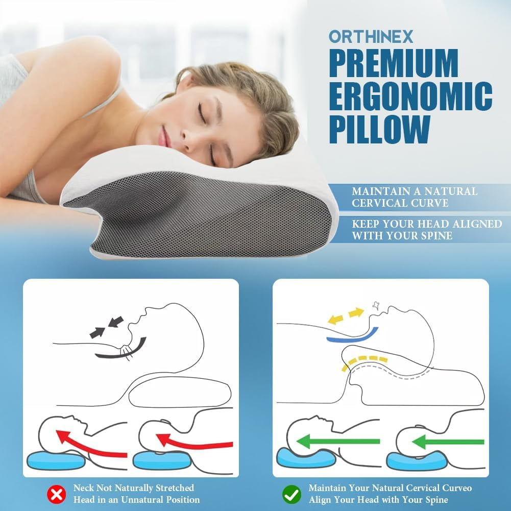 Decorative Plump Airway Pro Sleep Apnea Pillow, Airway Pro Cervical Pillow - All-Night Neck Support, Ergonomic Pillows for All Sleepin... - Ergonomic Memory Foam Pillow for Neck Pain Support Detail