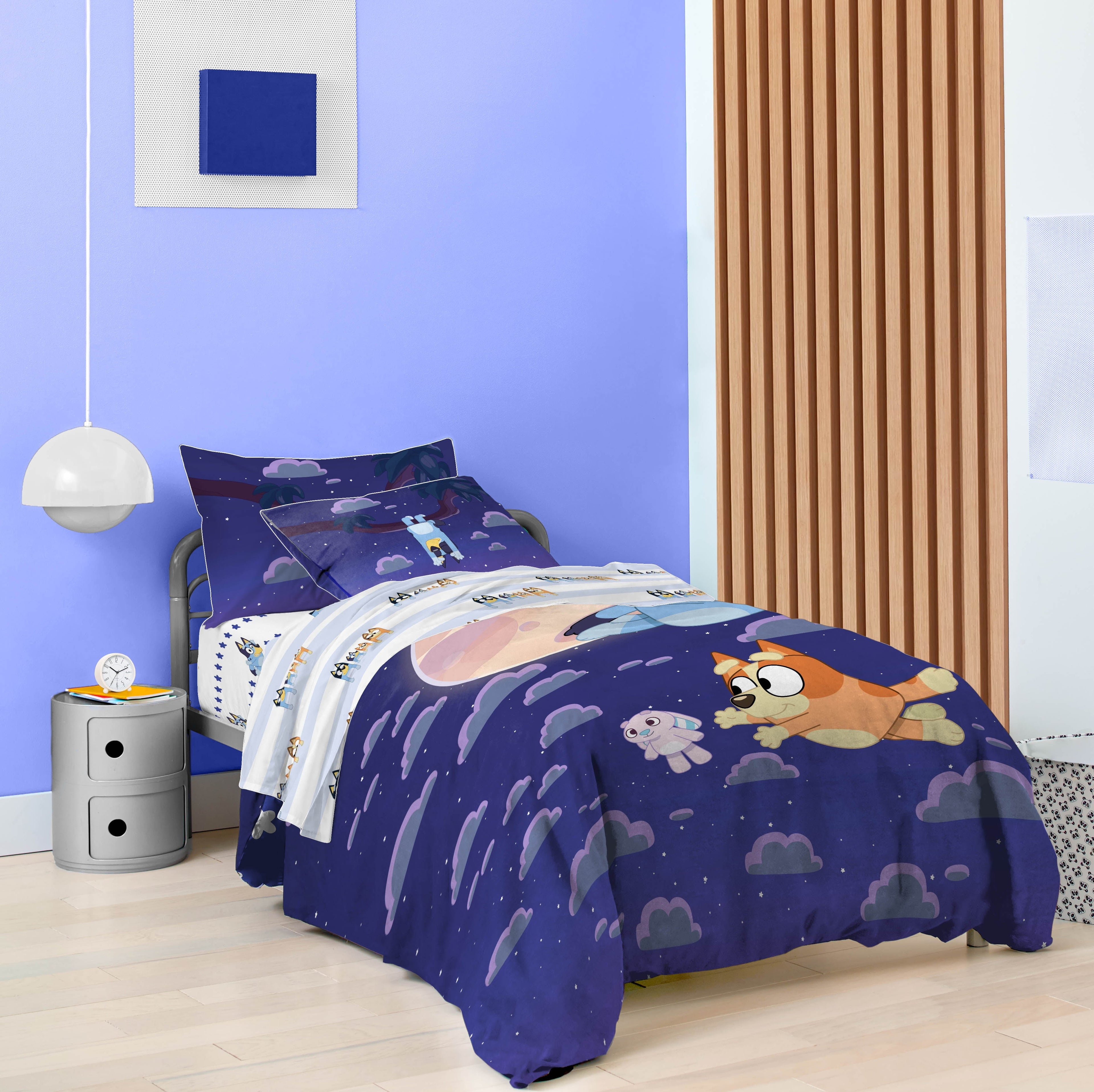 Fluffy Down Alternative Dream Kids 2 Piece Blue Reversible Comforter and Pillowcase Bedding Set, Twin/Full - Hypoallergenic Ultra-Fluffy Quilt for Winter Detail