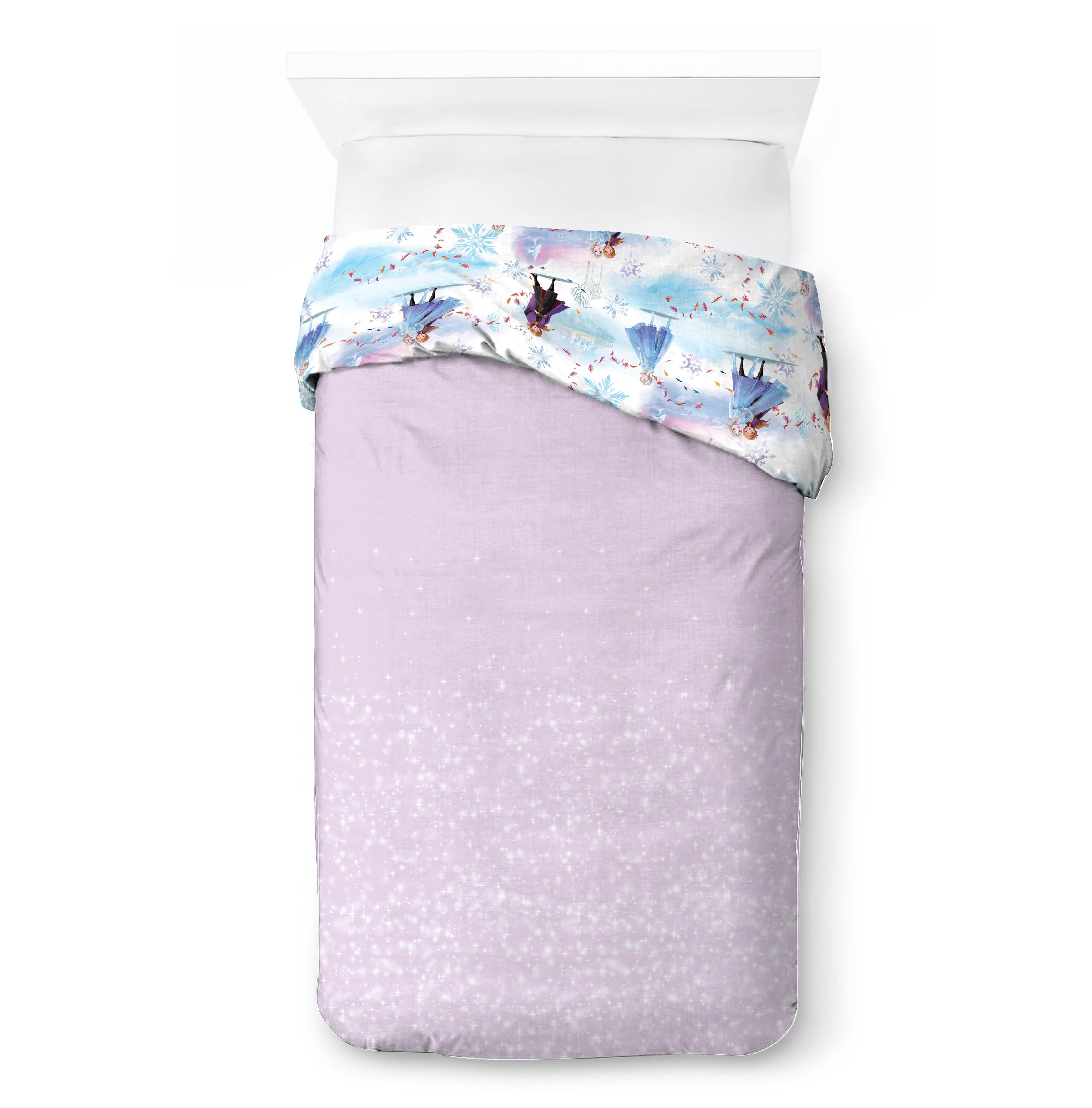 All-Season Frozen Winter Frost Adventures 2-Piece Twin/Full Reversible Comforter Set, Polyester Microfiber, Blue & Purple - Cloud-Like Soft Lightweight Bed Comforter Detail