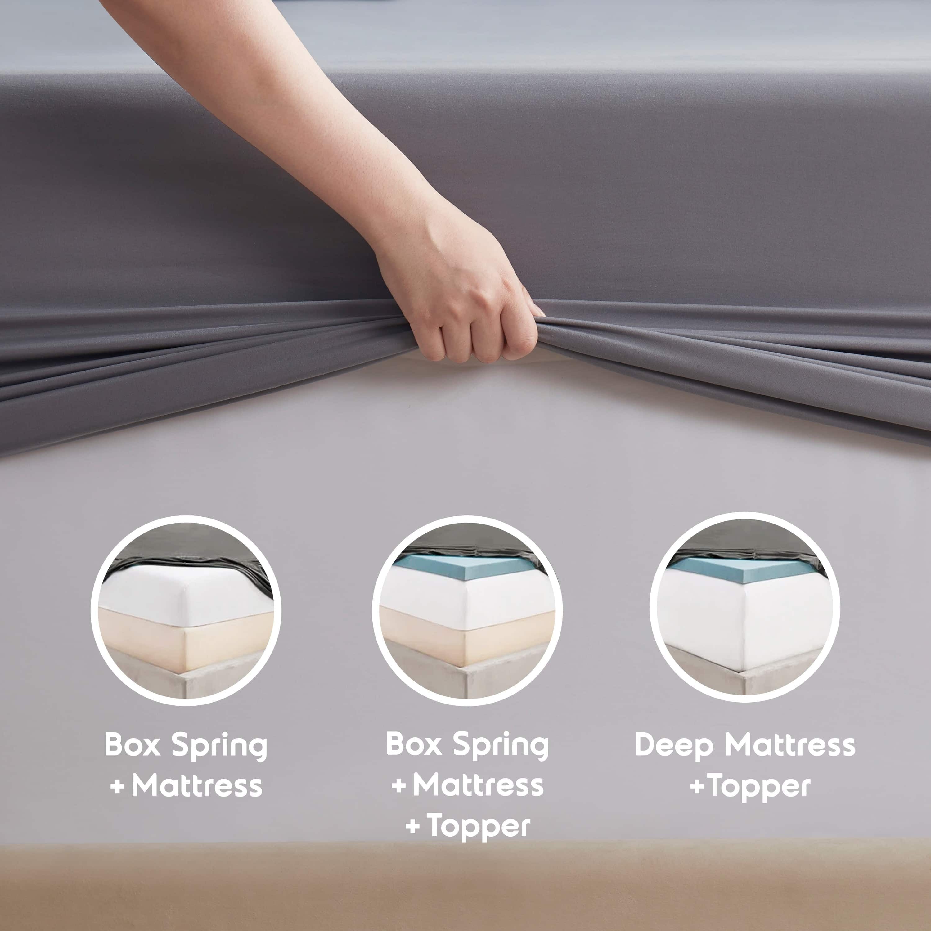 Ultra-Soft Sheet Sets, Deep Pocket 4 Piece, Luxury Soft Microfiber Bed Sheet Sets, GRAY - Luxury Bed Sheet Set with Deep Pockets Detail
