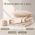 All-Season Twin Comforter Set 4 Pieces,Comforter Set,Bed in a Bag, Bedding Set with Comforter,Fitted Sheet,Flat Sheet,Pillowcase... - Luxurious Quilted Duvet Cover Set - Default Title