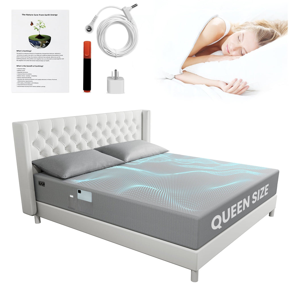 Premium Egyptian Cotton Grounding Sheets Queen Size 90% Organic Cotton + 10% Pure Silver Fitted Bed Sheet Gray Fiber Grounding Sheet Earth Ce... - Luxury Bed Sheet Set with Deep Pockets Detail
