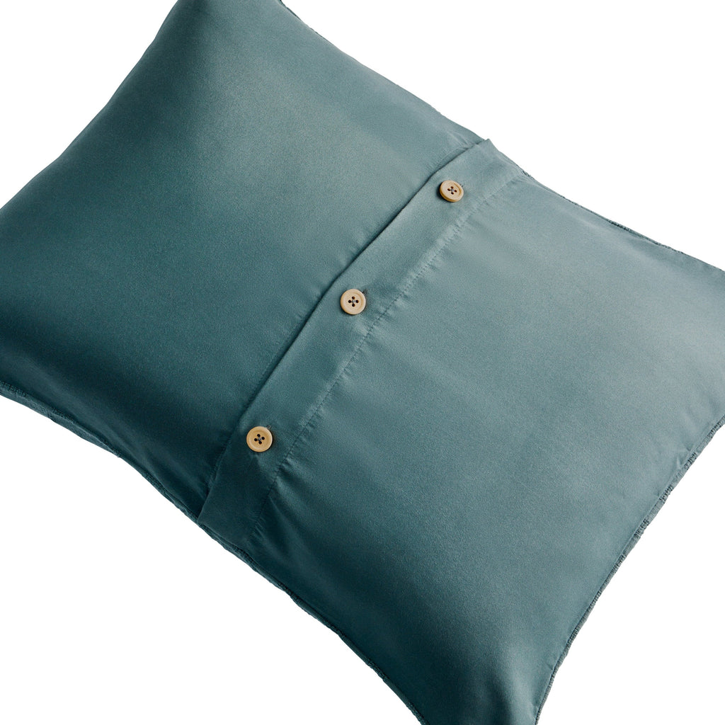 Luxurious Quilted Full/Queen Comforter Set, All-Season, 3-Piece, Nimbus Blue Block Weave - Luxurious Quilted Duvet Cover Set Detail