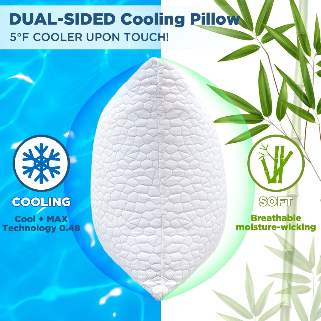 Fluffy Shredded Cooling Bed Pillows Queen Size Set of 2, Shredded Memory Foam Pillows for Sleeping 2 Pack, Adjustable Soft Firm Pillo... - Orthopedic Shredded Foam Bed Pillow Set Detail