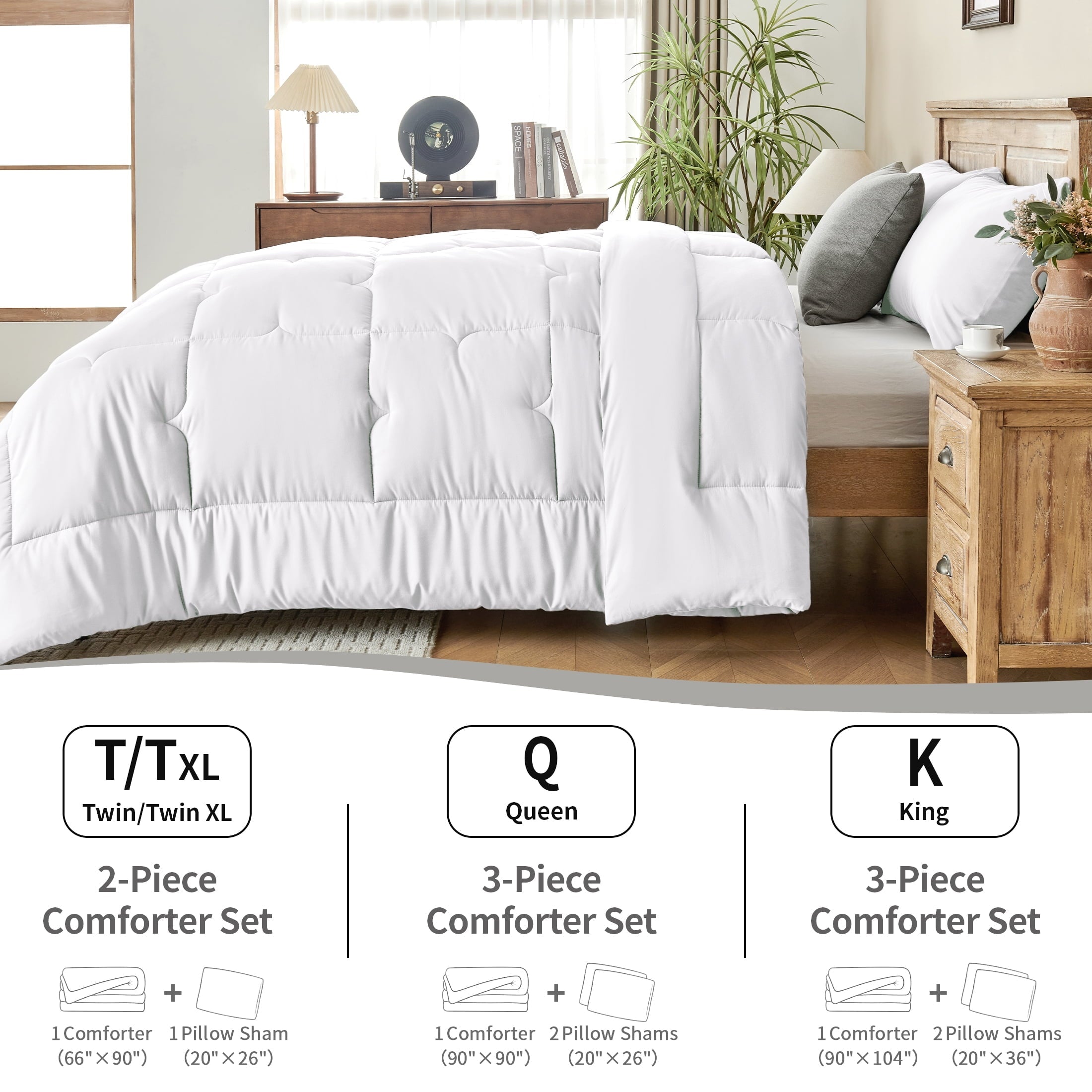 Hypoallergenic Cloud 3-Piece Queen Comforter Set - All-Season Down Alternative Bedding Bundle with 2 Pillow Shams, Premium Soft Bedding Se... - Hypoallergenic Ultra-Fluffy Quilt for Winter Detail